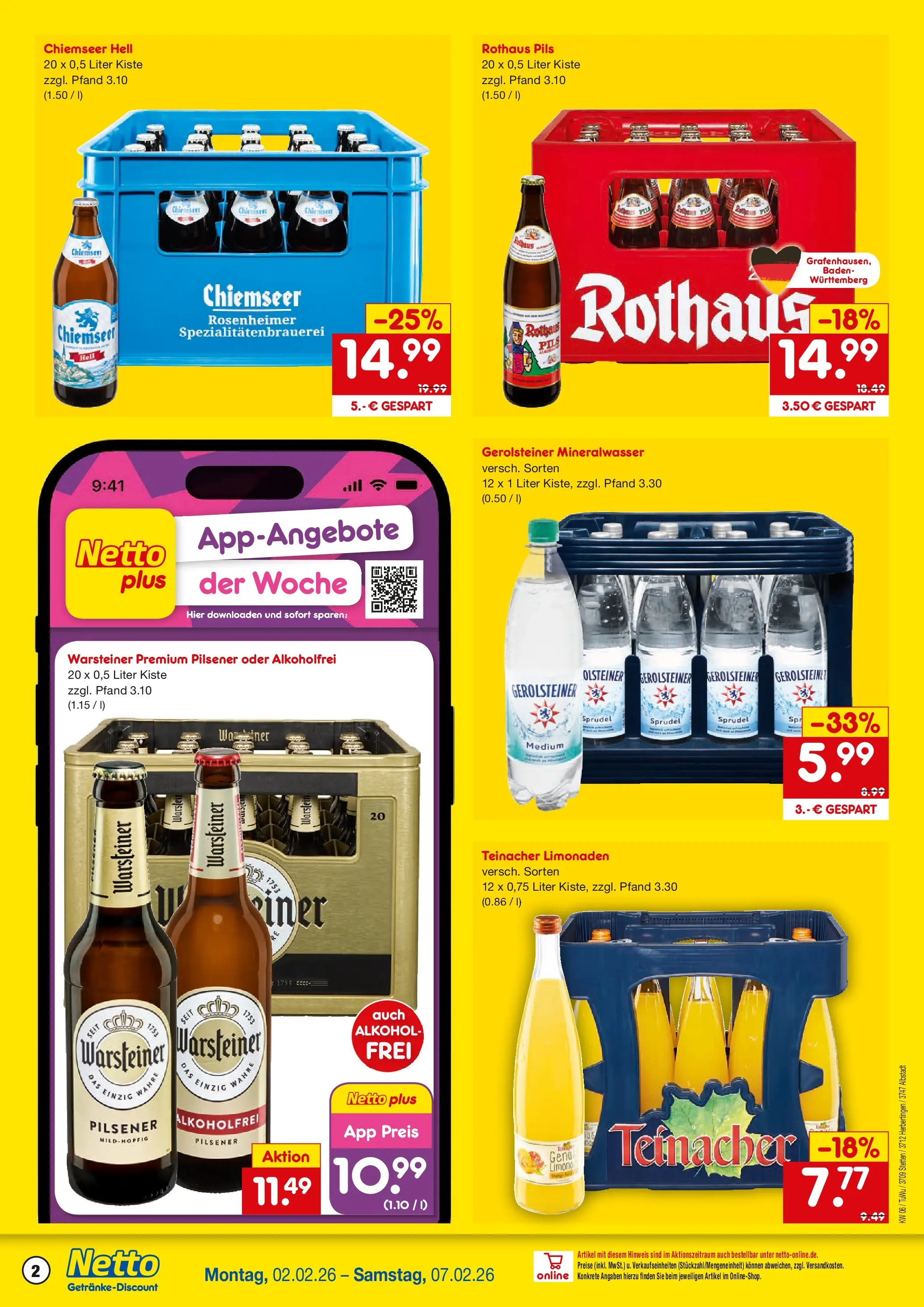 Netto Marken-Discount prospekt Stetten Am Kalten Markt	 (ab 02.02.2026) » Angebote | Seite: 2 | Produkte: Pils, Mineralwasser, Warsteiner, Gerolsteiner