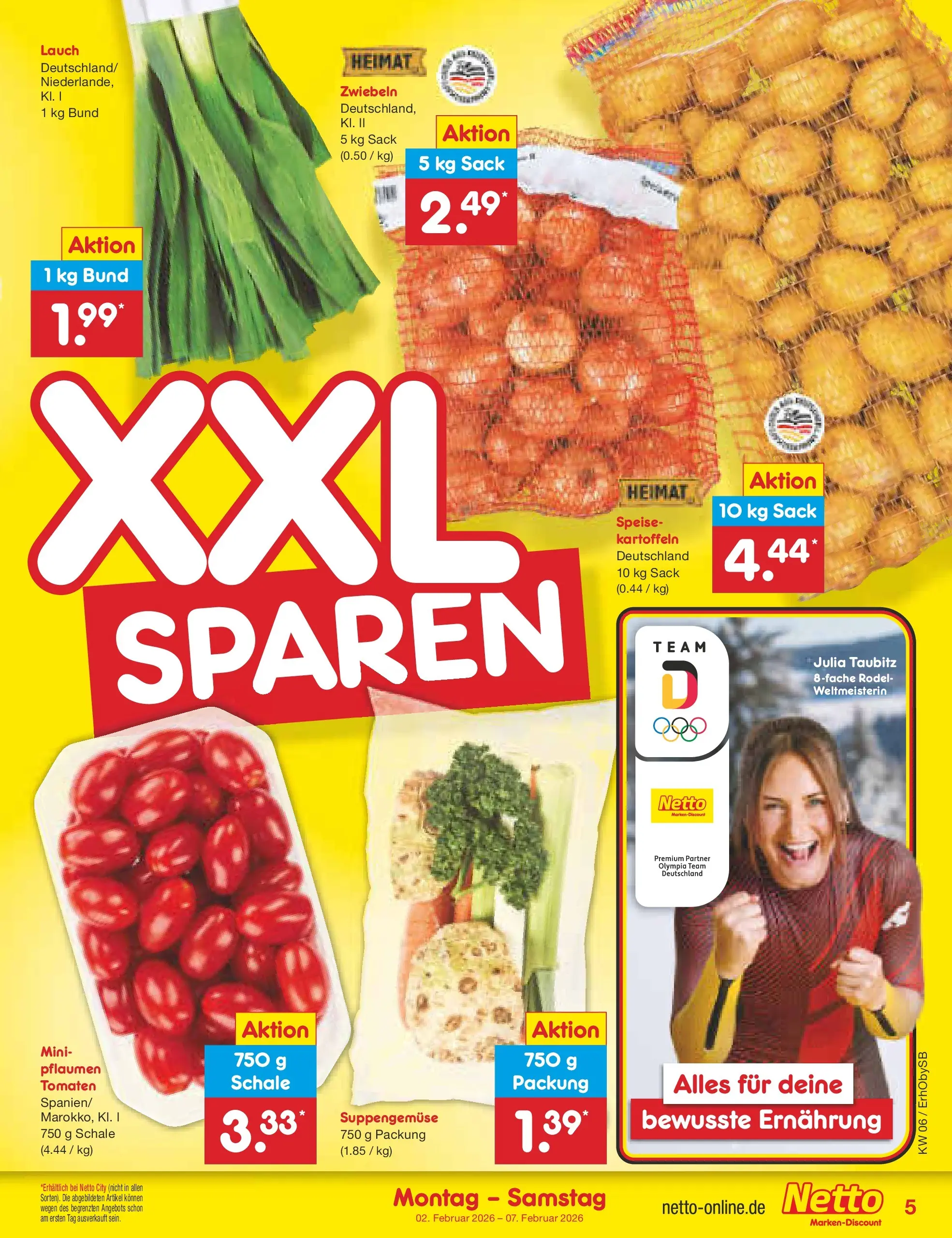 Netto Marken-Discount prospekt Mauern	 (ab 02.02.2026) » Angebote | Seite: 5 | Produkte: Pflaumen, Tomaten, Kartoffeln, Zwiebeln