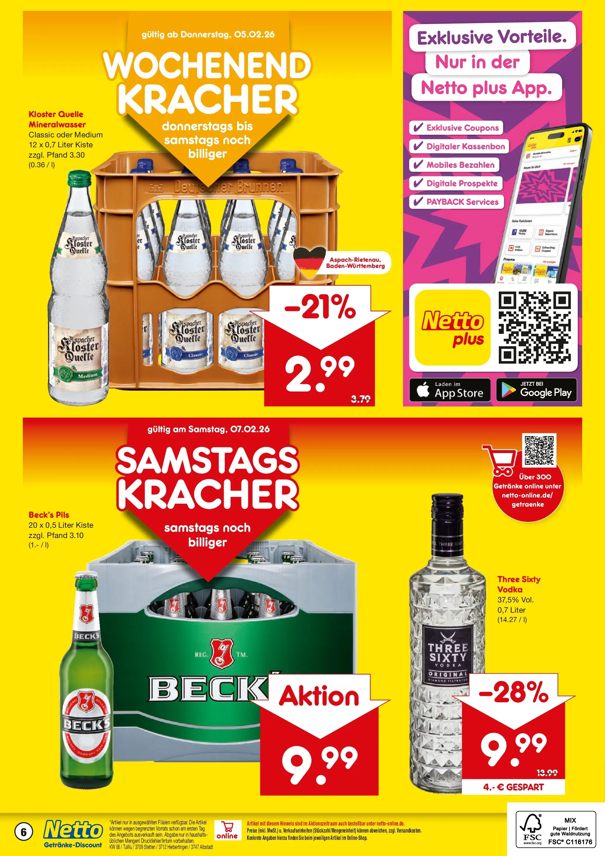 Netto Marken-Discount prospekt Stetten Am Kalten Markt	 (ab 02.02.2026) » Angebote | Seite: 6 | Produkte: Pils, Tür, Mineralwasser, Vodka