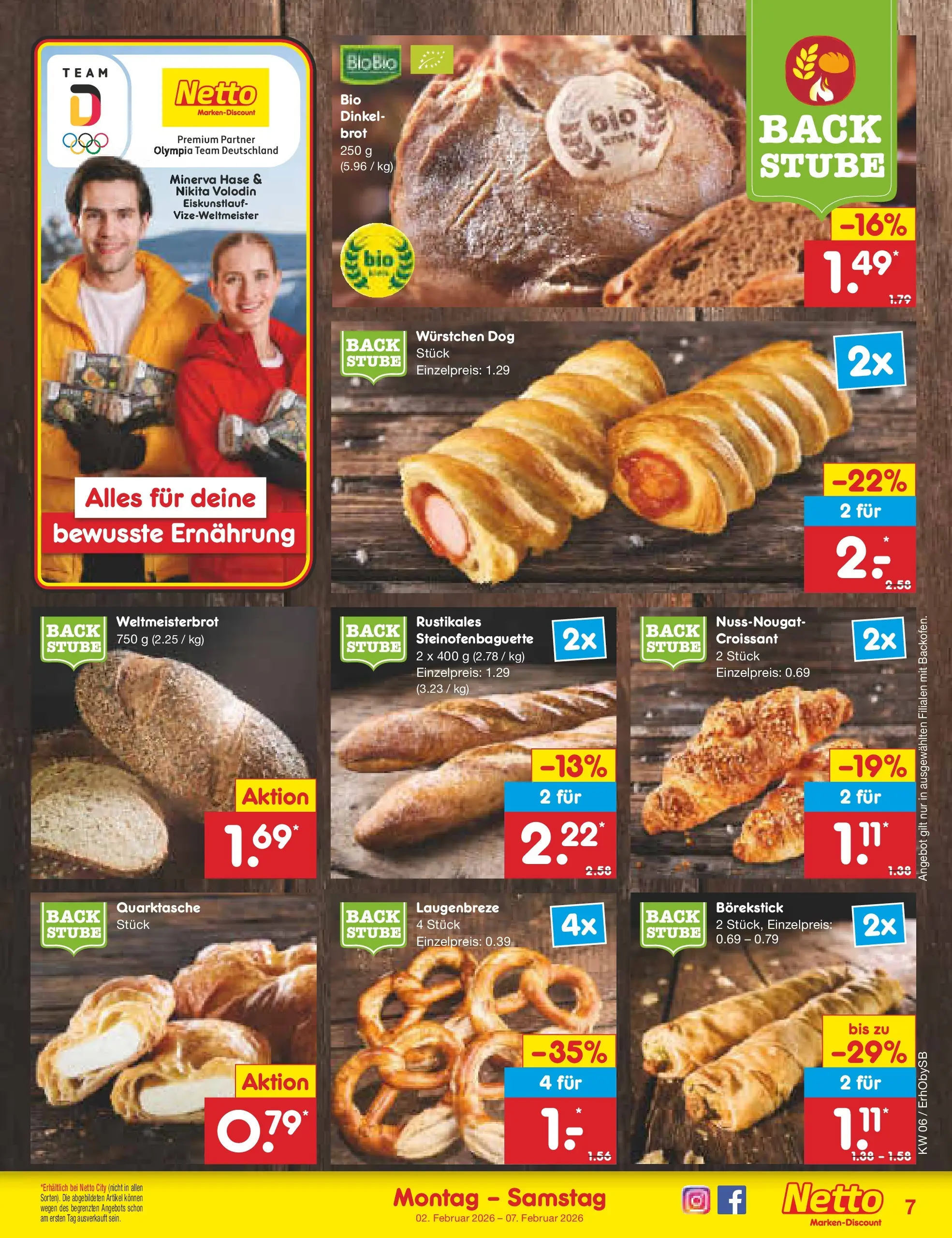 Netto Marken-Discount prospekt Mauern	 (ab 02.02.2026) » Angebote | Seite: 7 | Produkte: Croissant, Brot
