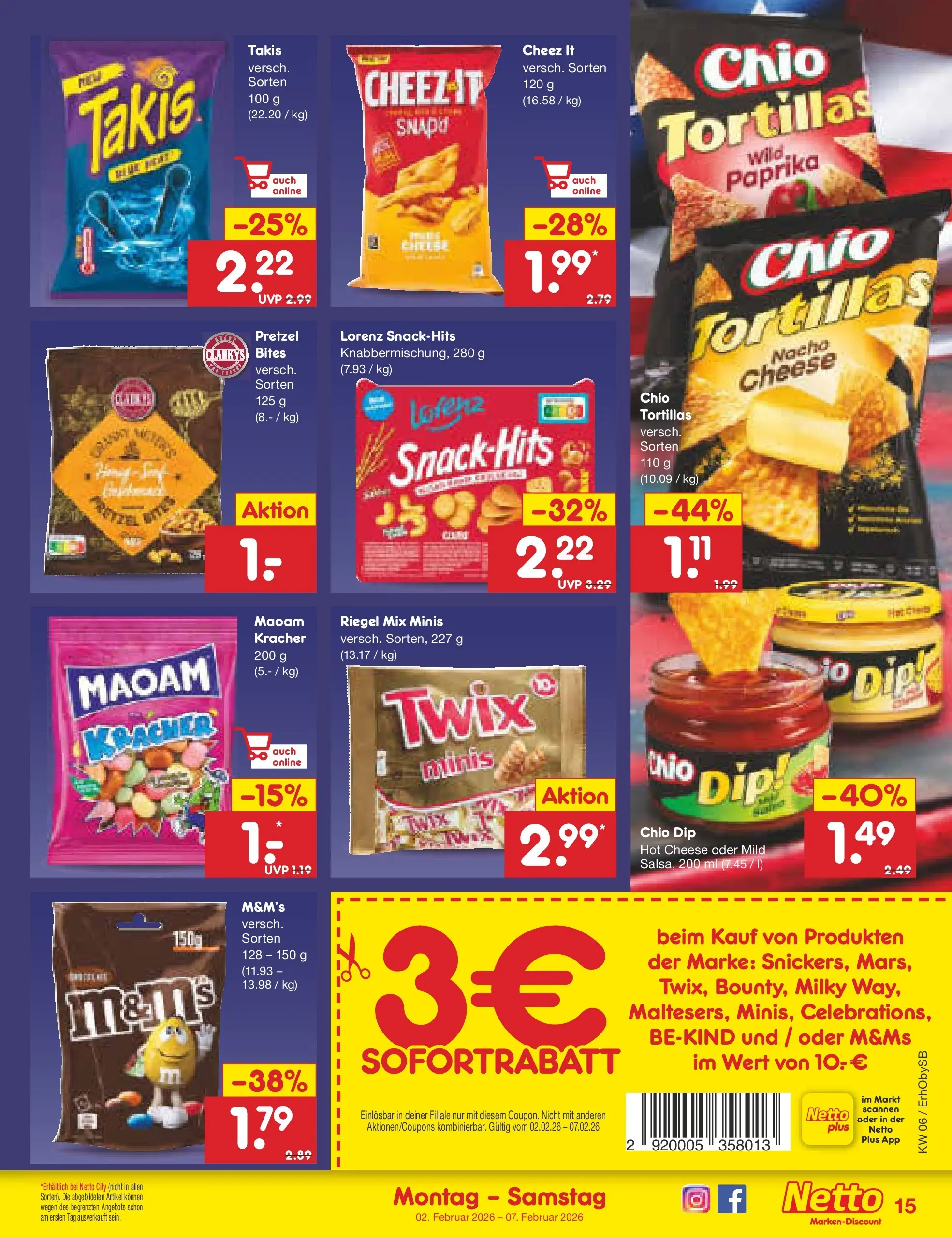 Netto Marken-Discount prospekt Mauern	 (ab 02.02.2026) » Angebote | Seite: 15 | Produkte: M&M's, Twix, Paprika