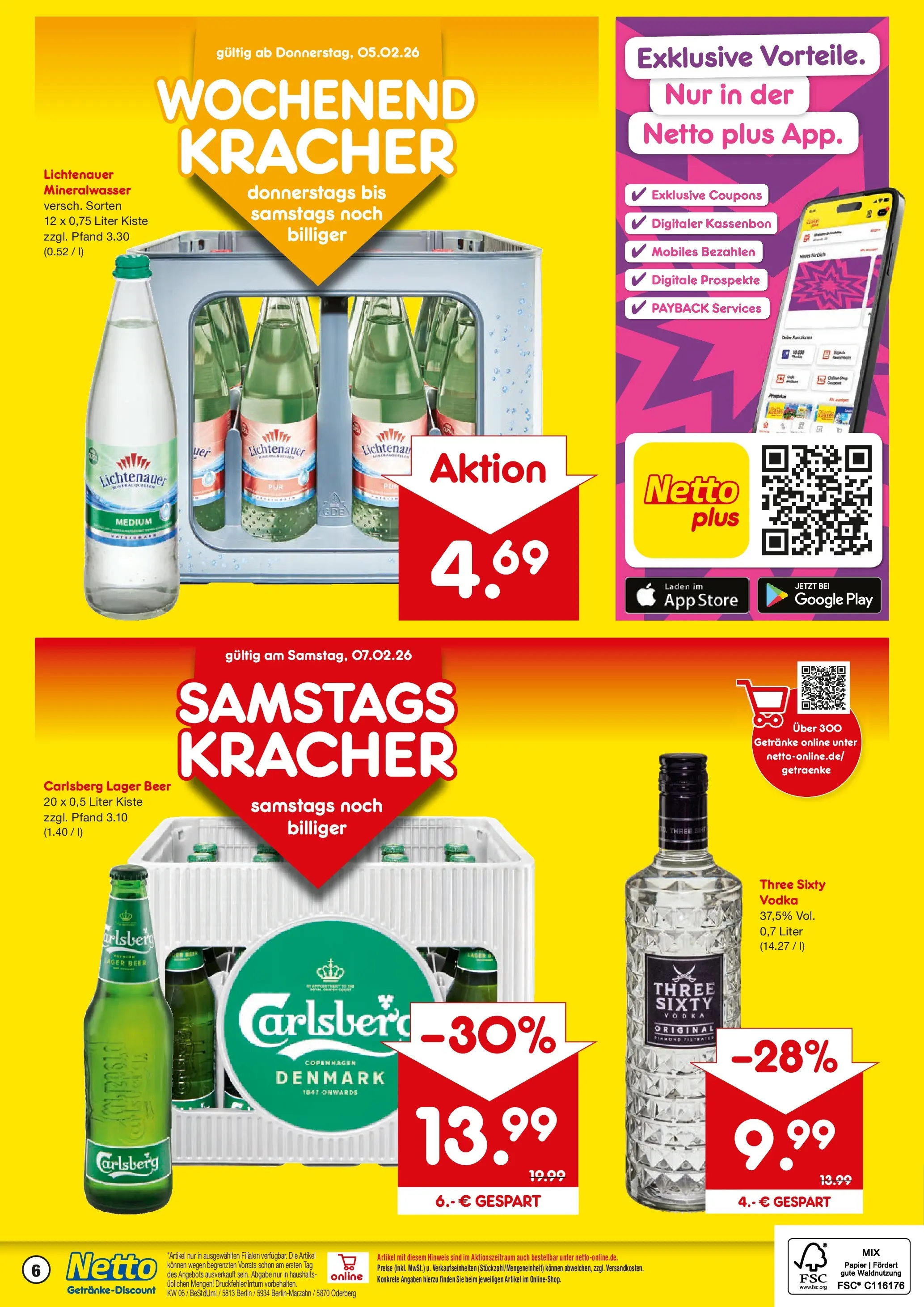 Netto Marken-Discount prospekt Berlin	 (ab 01.02.2026) » Angebote | Seite: 6 | Produkte: Carlsberg, Mineralwasser, Vodka