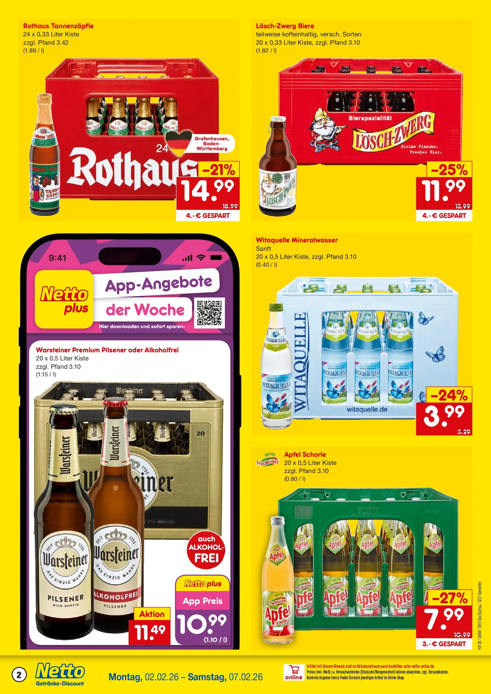 Netto Marken-Discount prospekt Gerstetten	 (ab 02.02.2026) » Angebote | Seite: 2 | Produkte: Bad, Äpfel, Mineralwasser, Warsteiner