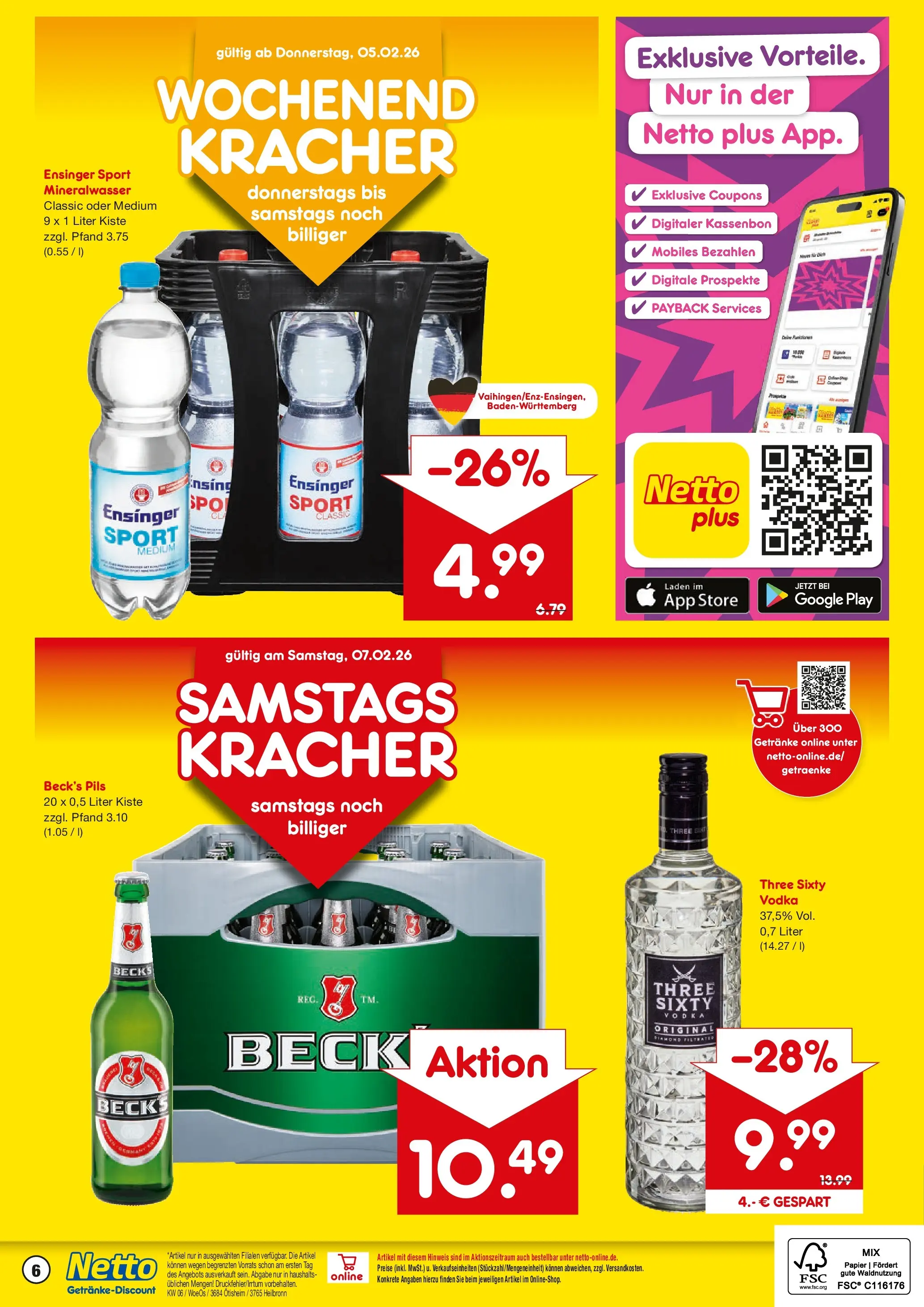 Netto Marken-Discount prospekt Ötisheim	 (ab 02.02.2026) » Angebote | Seite: 6 | Produkte: Pils, Mineralwasser, Vodka