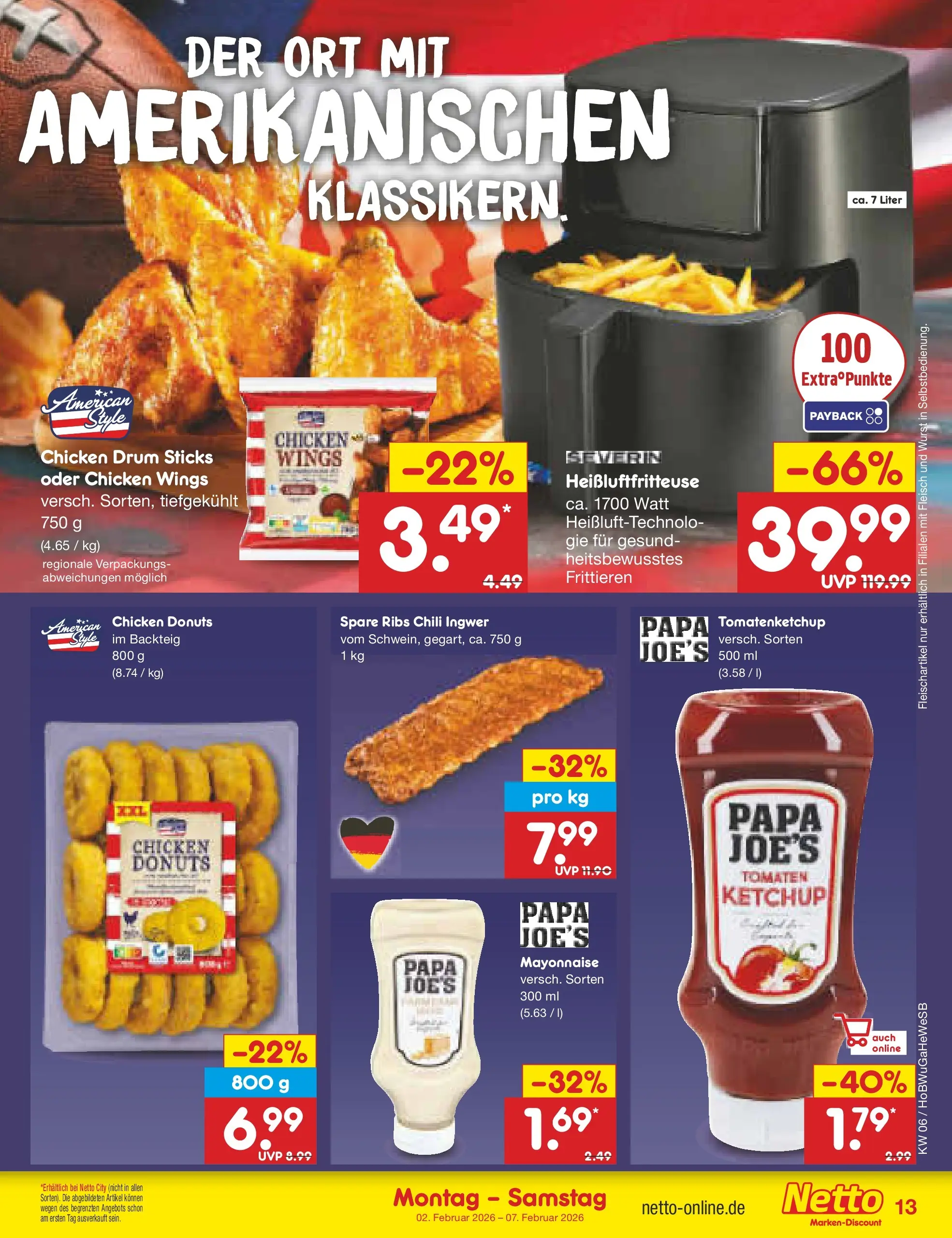 Netto Marken-Discount prospekt Stemwede-Dielingen	 (ab 01.02.2026) » Angebote | Seite: 13 | Produkte: Spare ribs, Chili, Heißluftfritteuse, Fleisch