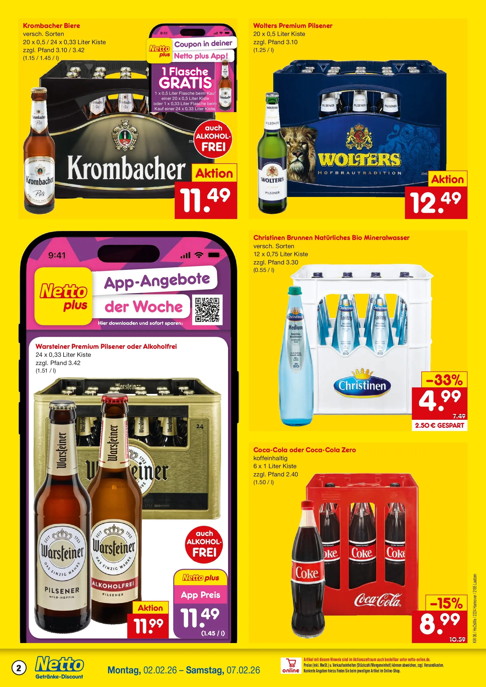 Netto Marken-Discount prospekt Laatzen	 (ab 02.02.2026) » Angebote | Seite: 2 | Produkte: Mineralwasser, Warsteiner, Krombacher