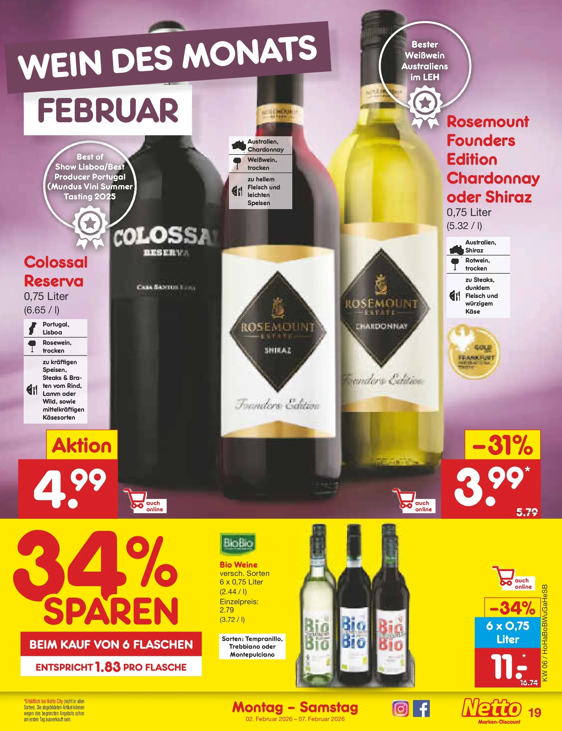 Netto Marken-Discount prospekt Stemwede-Dielingen	 (ab 01.02.2026) » Angebote | Seite: 21 | Produkte: Käse, Weißwein, Wein, Fleisch