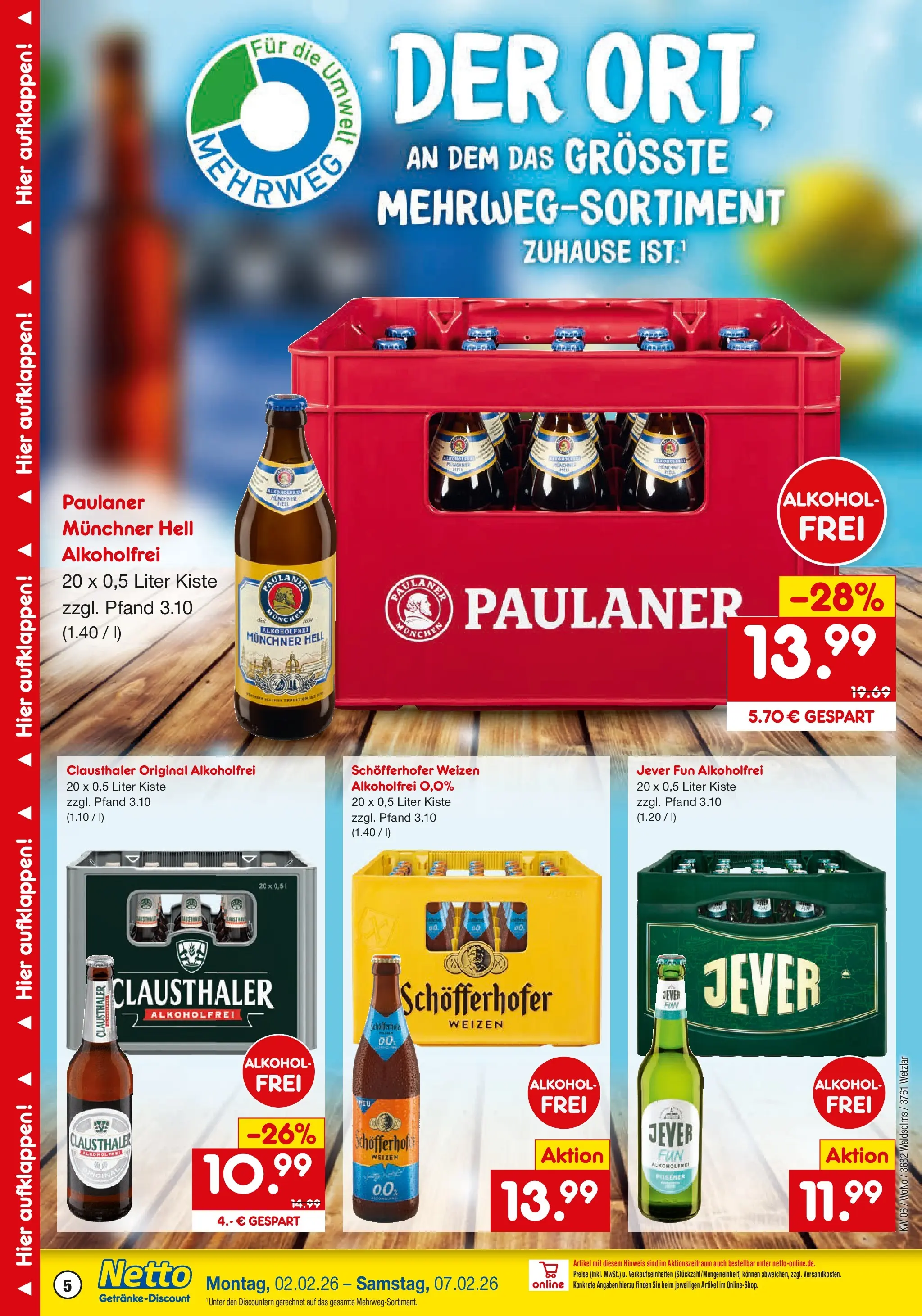 Netto Marken-Discount prospekt Wetzlar-Naunheim	 (ab 02.02.2026) » Angebote | Seite: 5 | Produkte: Jever, Paulaner
