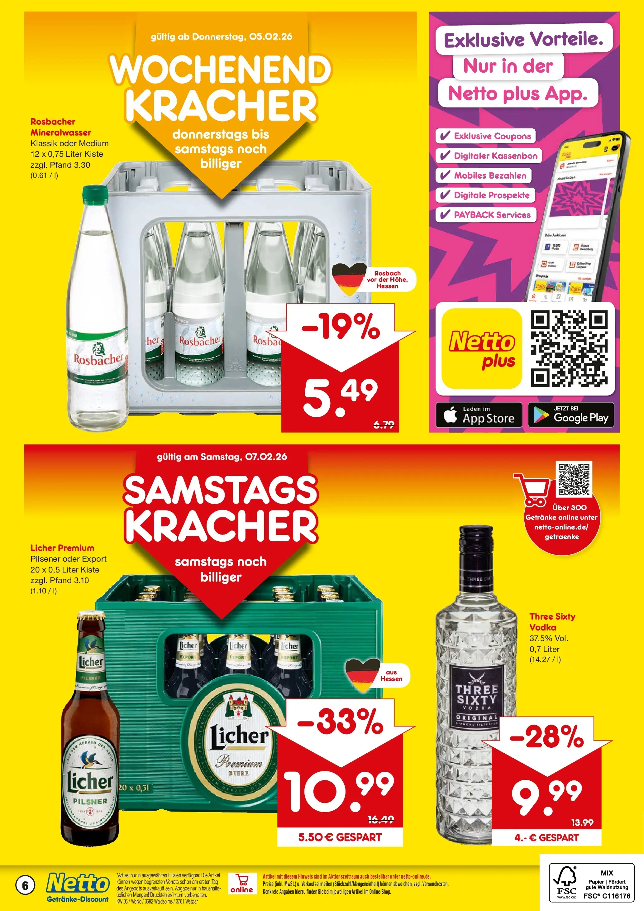 Netto Marken-Discount prospekt Wetzlar-Naunheim	 (ab 02.02.2026) » Angebote | Seite: 6 | Produkte: Mineralwasser, Vodka