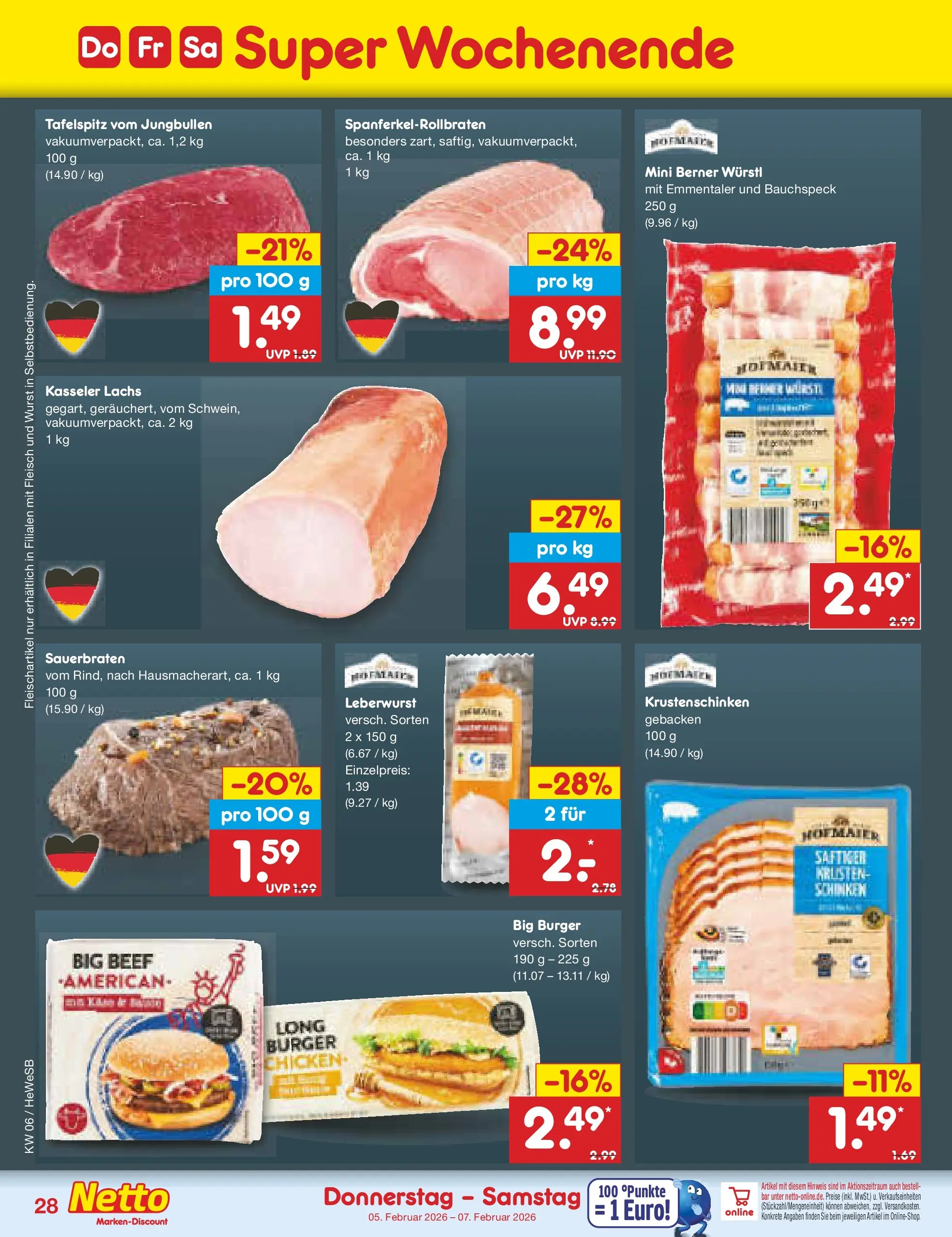 Netto Marken-Discount prospekt Hamburg	 (ab 02.02.2026) » Angebote | Seite: 34 | Produkte: Würstl, Burger, Lachs, Wurst