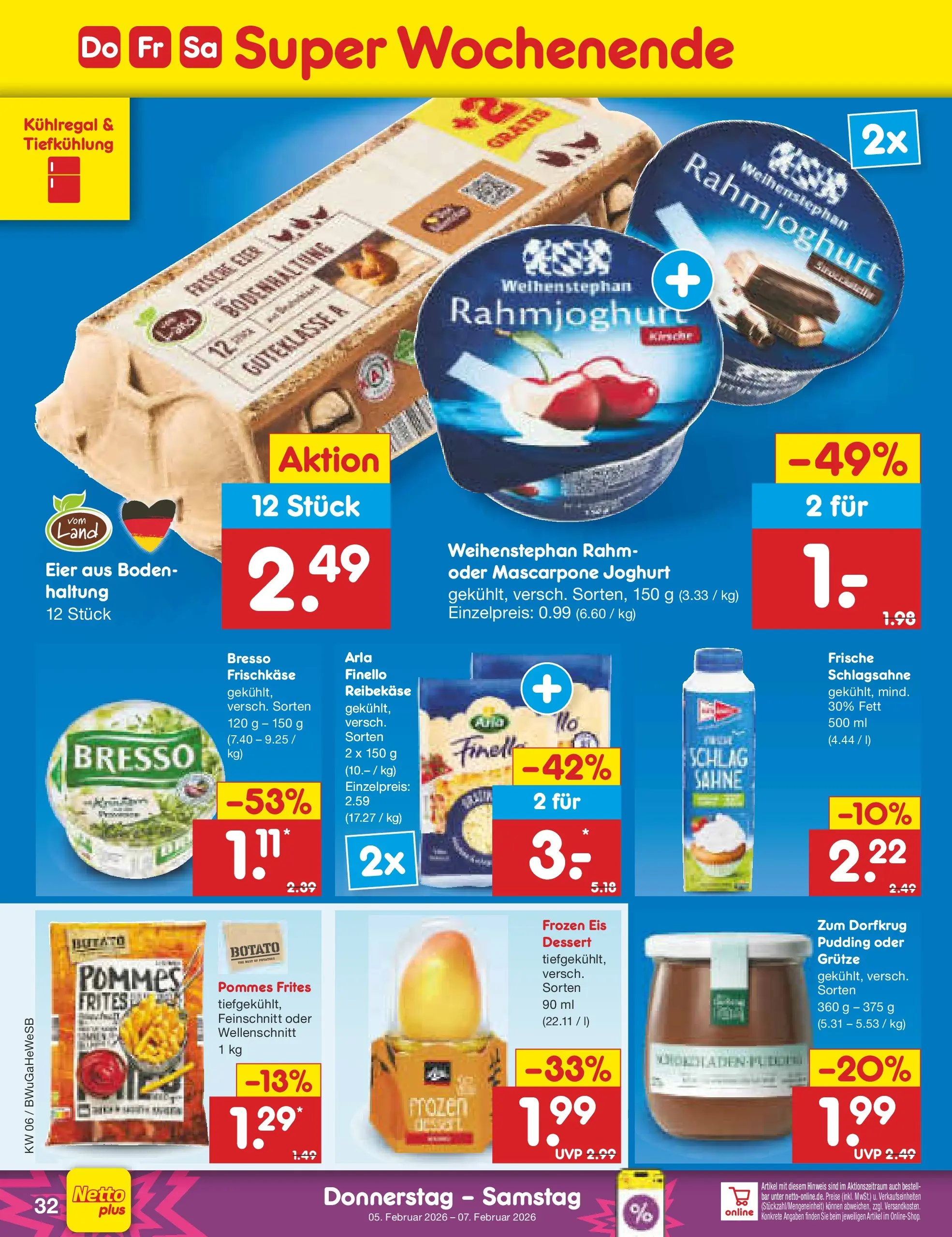 Netto Marken-Discount prospekt Stemwede-Dielingen	 (ab 01.02.2026) » Angebote | Seite: 44 | Produkte: Eier, Pommes, Eis, Frischkase