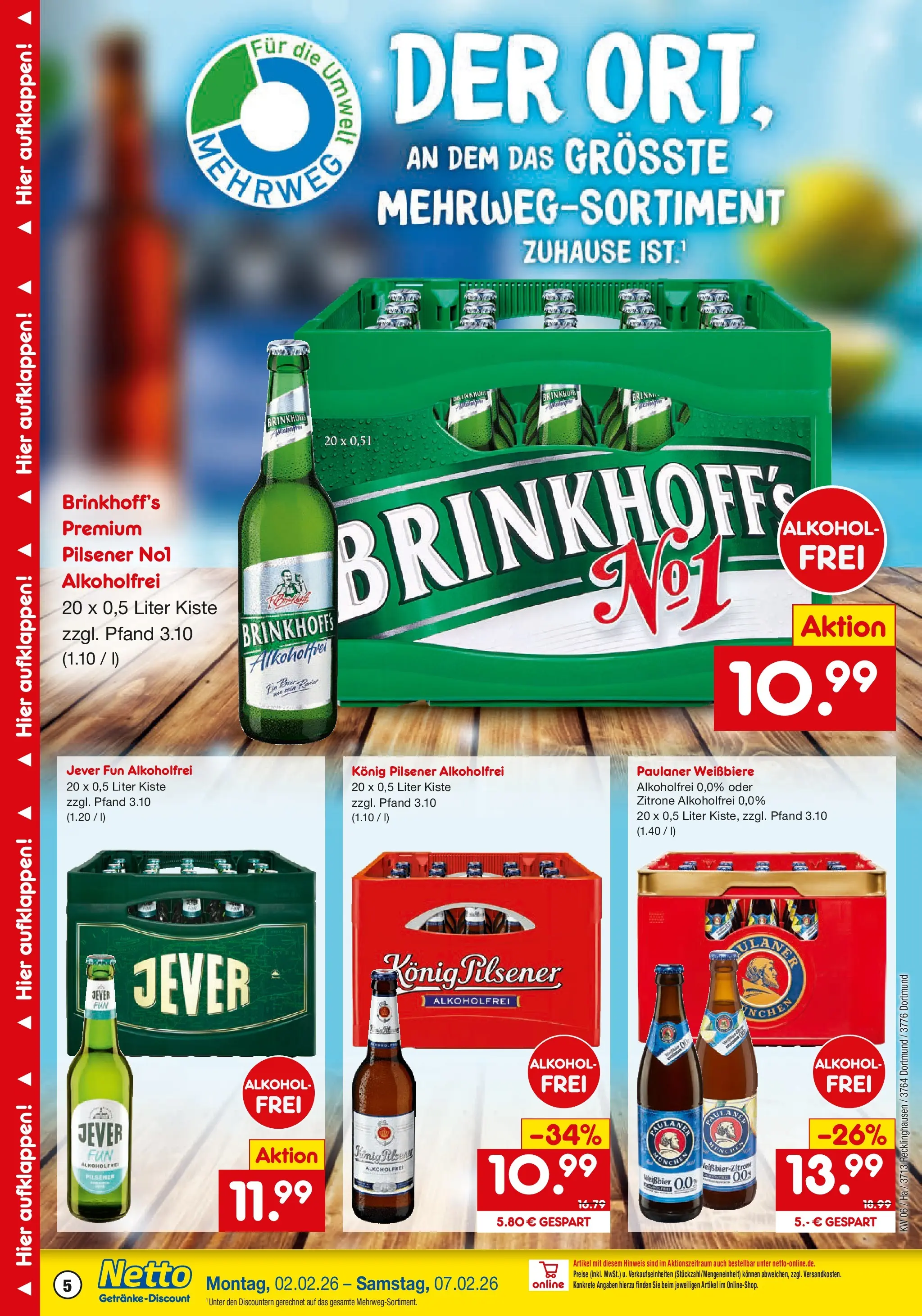 Netto Marken-Discount prospekt Dortmund	 (ab 02.02.2026) » Angebote | Seite: 5 | Produkte: Weißbier, Zitrone, Jever, Paulaner