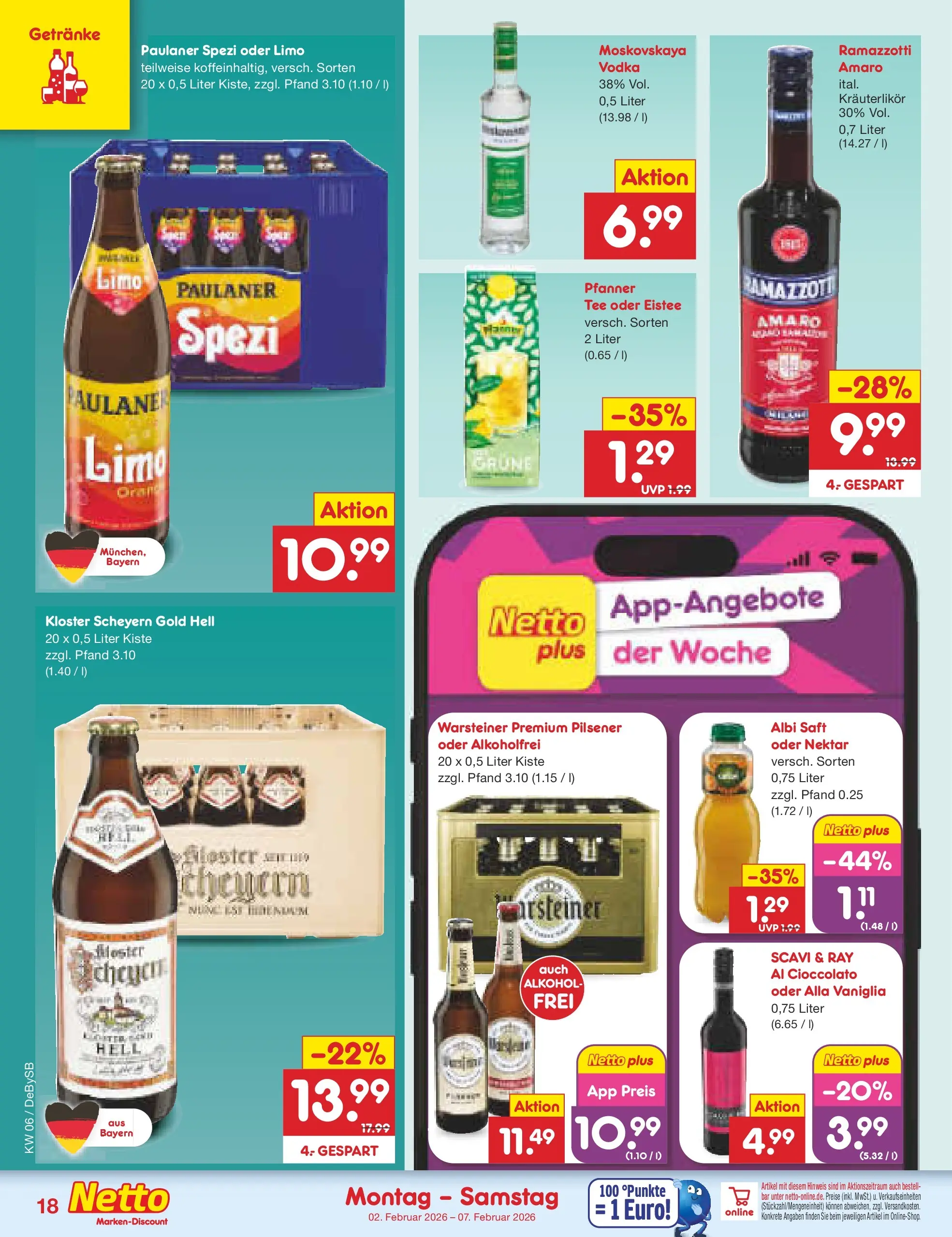 Netto Marken-Discount prospekt Thierhaupten	 (ab 01.02.2026) » Angebote | Seite: 20 | Produkte: Paulaner spezi, Warsteiner, Ramazzotti, Paulaner