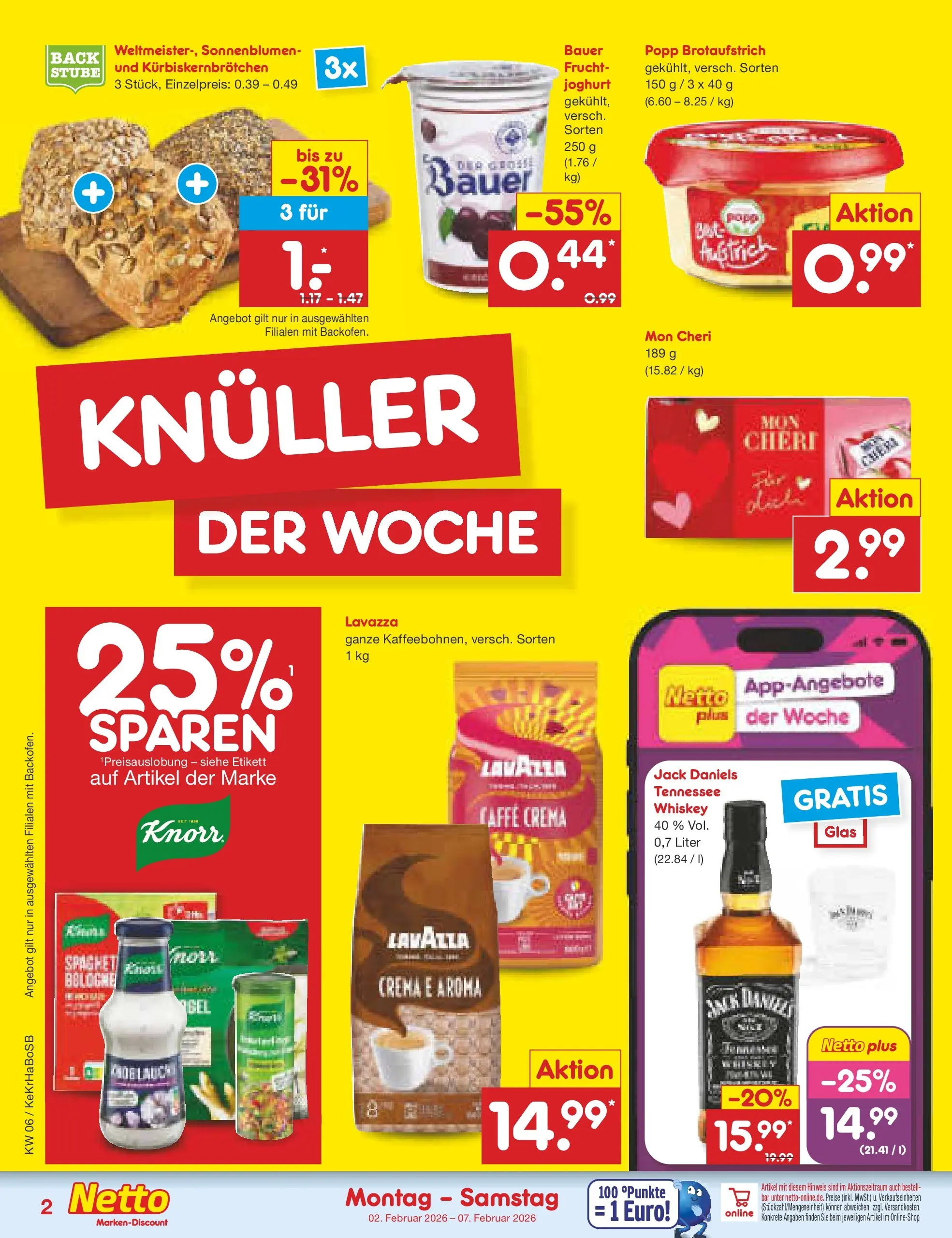 Netto Marken-Discount prospekt Wuppertal	 (ab 01.02.2026) » Angebote | Seite: 2 | Produkte: Lavazza, Knorr, Whiskey, Mon cheri