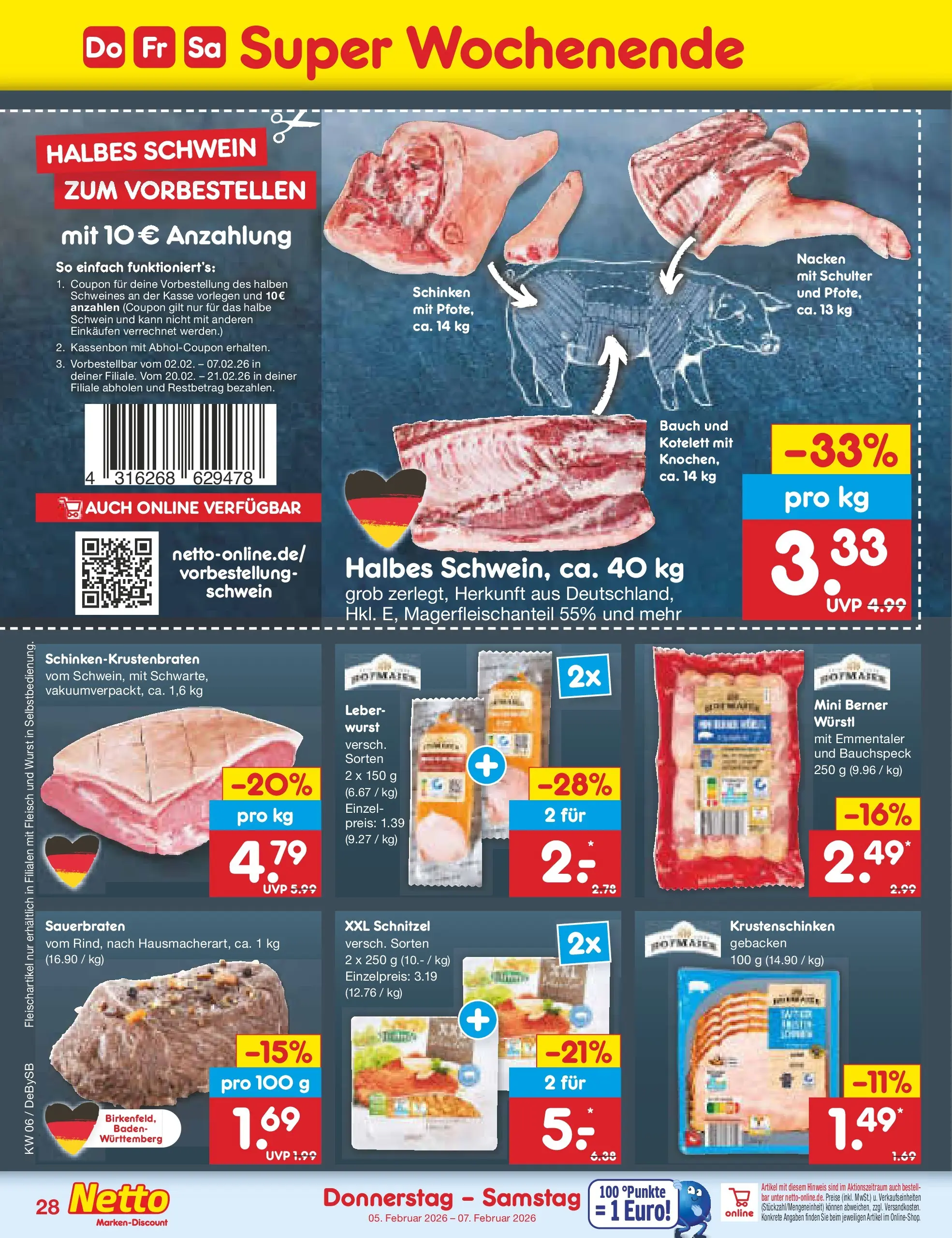 Netto Marken-Discount prospekt Thierhaupten	 (ab 01.02.2026) » Angebote | Seite: 36 | Produkte: Schnitzel, Wurst, Schinken, Fleisch