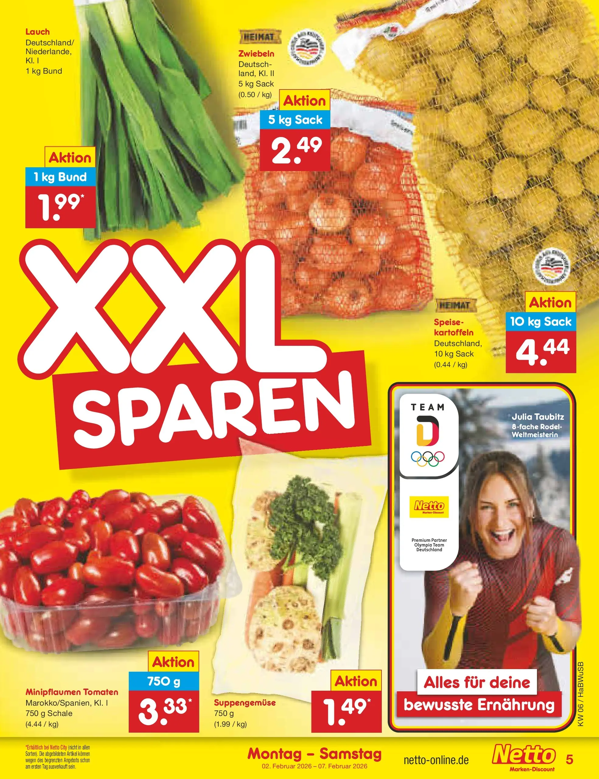 Netto Marken-Discount prospekt Stemwede-Dielingen	 (ab 01.02.2026) » Angebote | Seite: 5 | Produkte: Tomaten, Kartoffeln, Zwiebeln