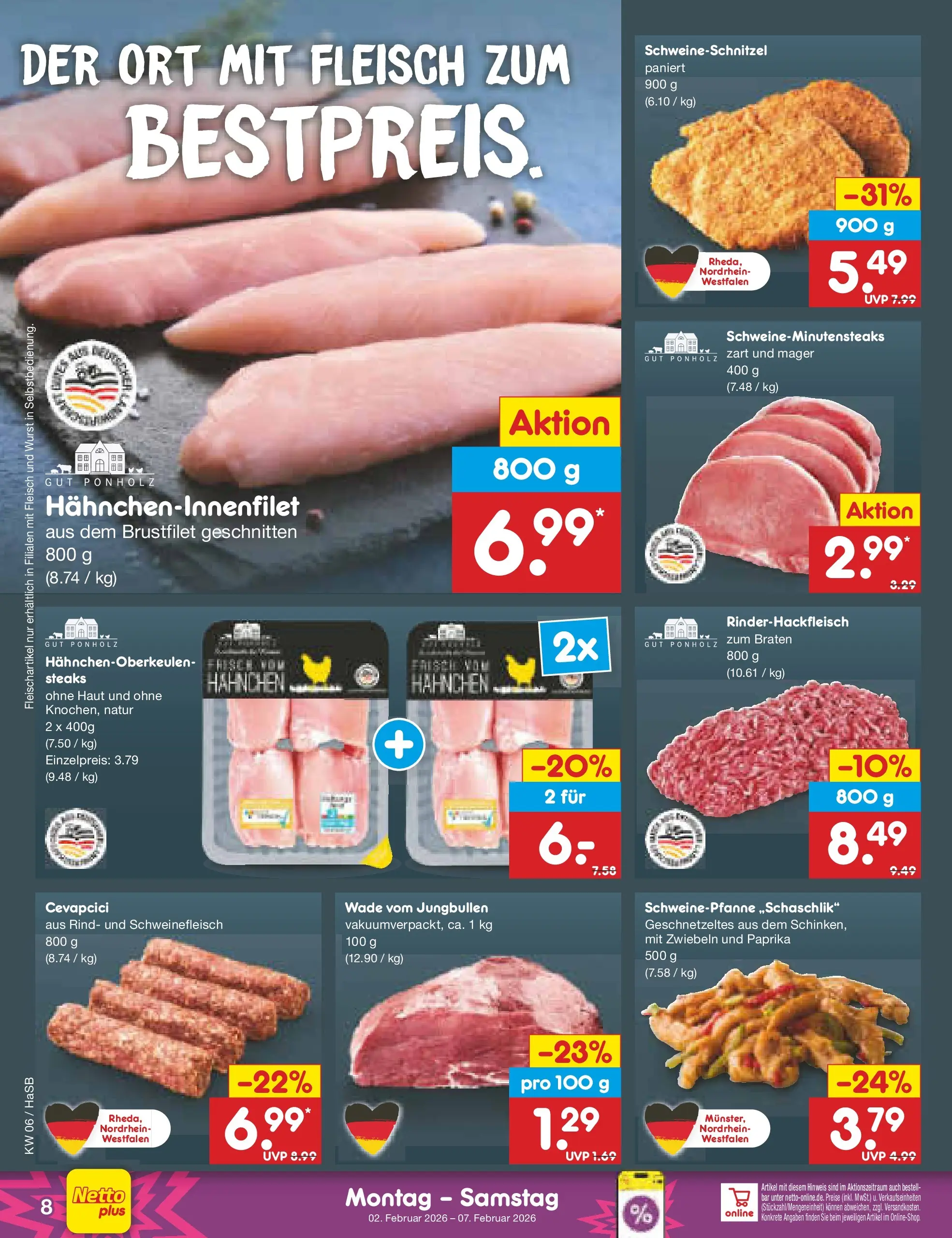 Netto Marken-Discount prospekt Wuppertal	 (ab 01.02.2026) » Angebote | Seite: 8 | Produkte: Zwiebeln, Paprika, Schweinefleisch, Fleisch