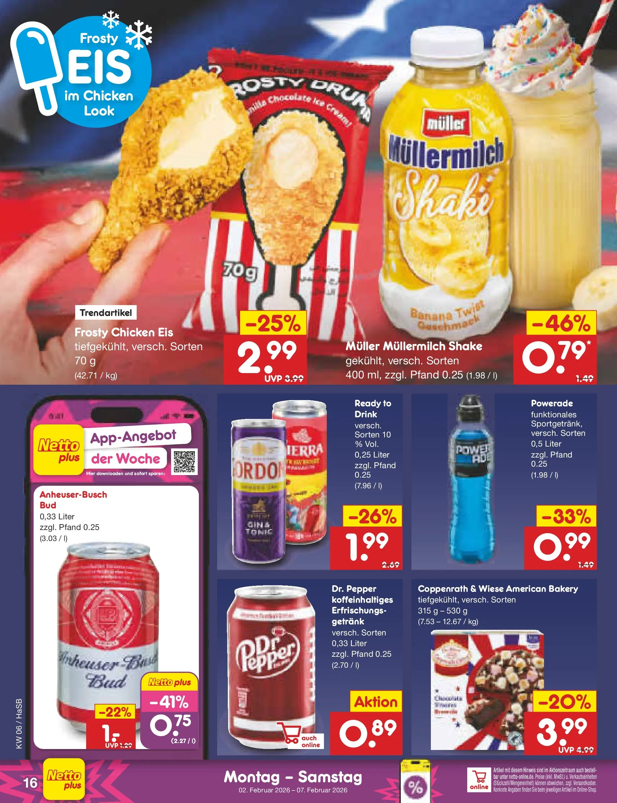 Netto Marken-Discount prospekt Wuppertal	 (ab 01.02.2026) » Angebote | Seite: 16 | Produkte: Bad, Powerade, Muller mullermilch, Eis