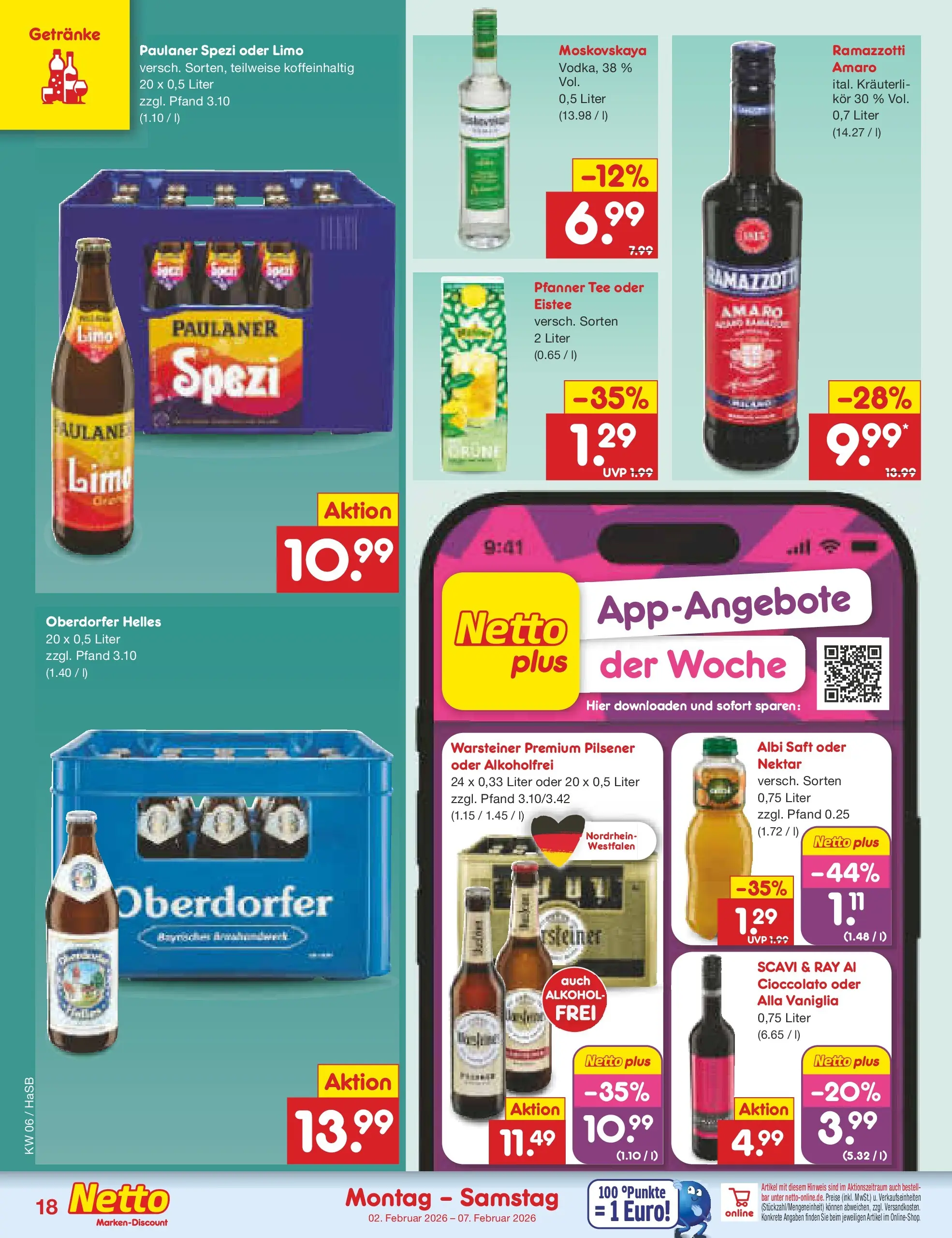 Netto Marken-Discount prospekt Wuppertal	 (ab 01.02.2026) » Angebote | Seite: 20 | Produkte: Warsteiner, Saft, Ramazzotti, Paulaner
