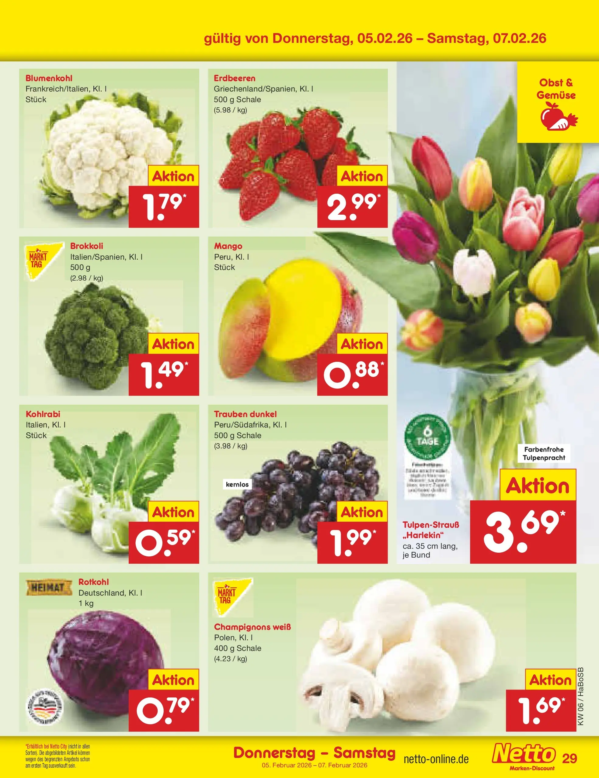 Netto Marken-Discount prospekt Wuppertal	 (ab 01.02.2026) » Angebote | Seite: 41 | Produkte: Rotkohl, Gemüse, Obst, Blumenkohl
