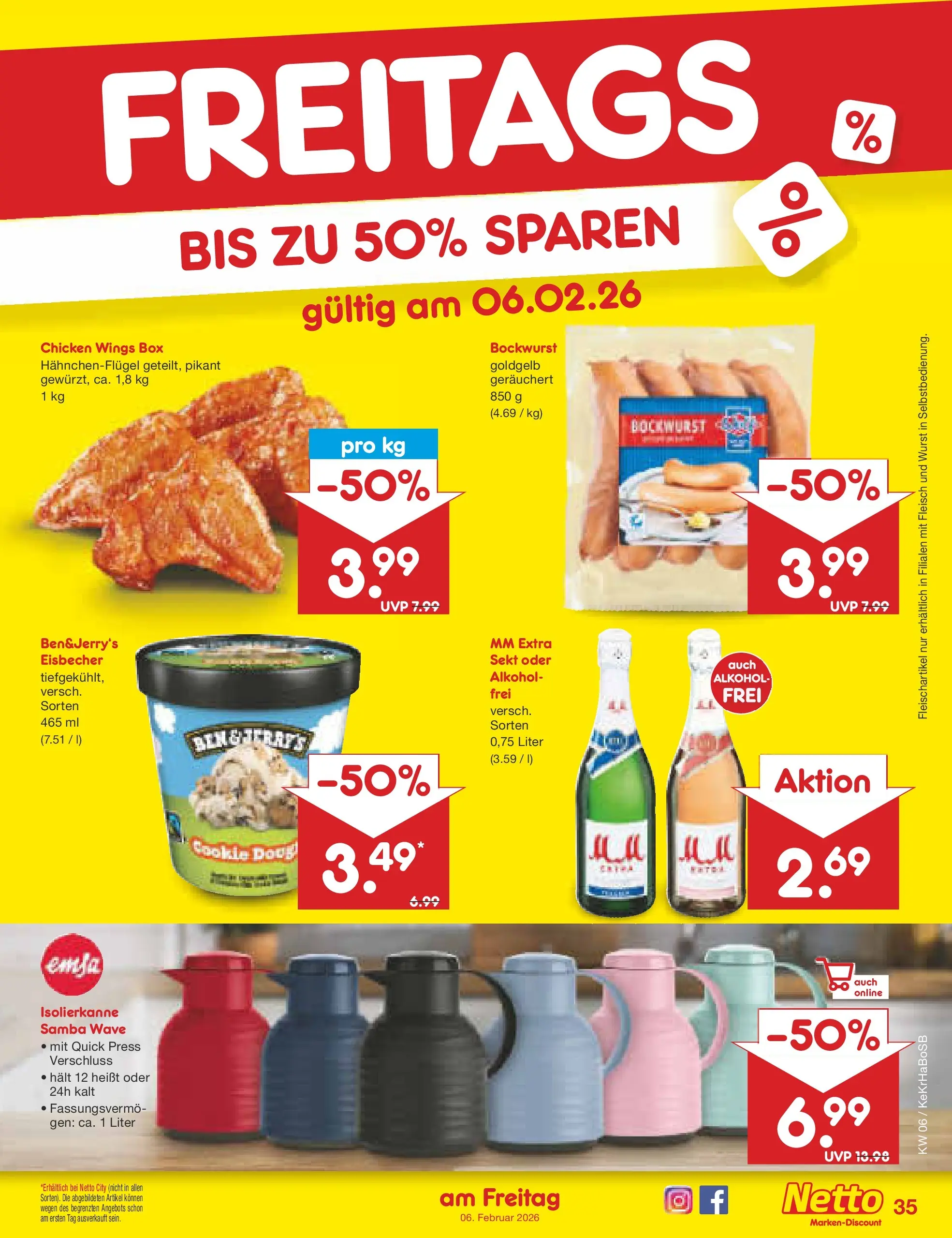 Netto Marken-Discount prospekt Wuppertal	 (ab 01.02.2026) » Angebote | Seite: 47 | Produkte: Bockwurst, Sekt, Box, Wurst