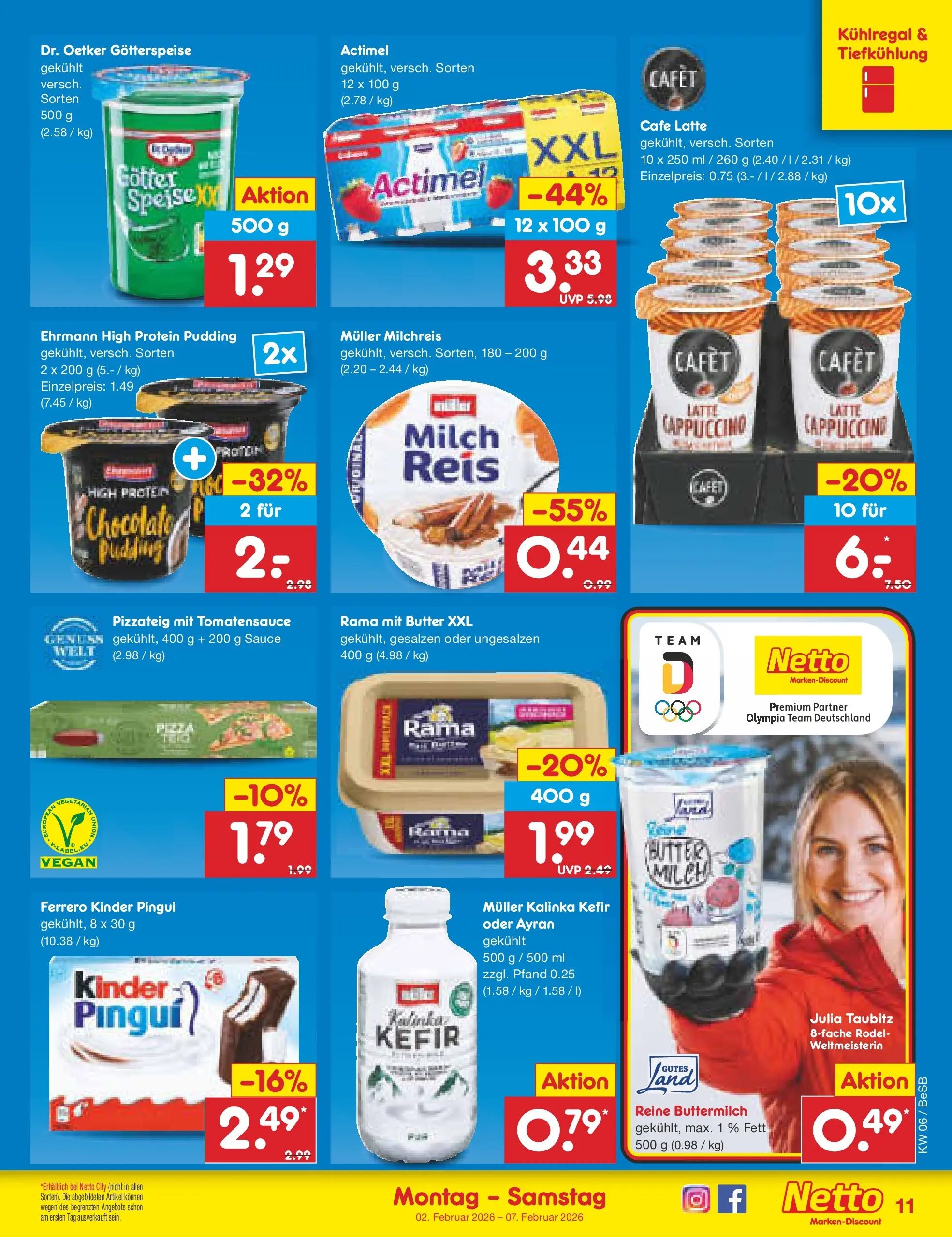 Netto Marken-Discount prospekt Kremmen	 (ab 01.02.2026) » Angebote | Seite: 11 | Produkte: Kefir, Rama, High protein pudding, Butter