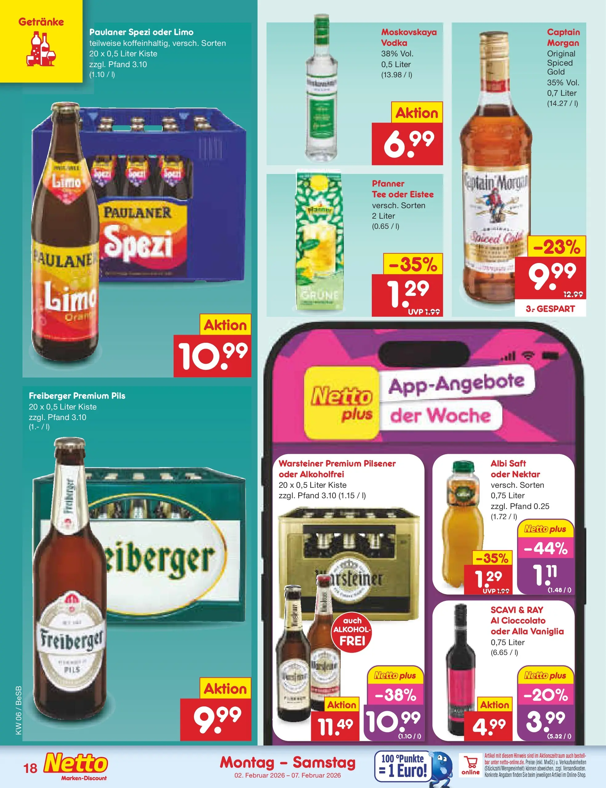 Netto Marken-Discount prospekt Kremmen	 (ab 01.02.2026) » Angebote | Seite: 20 | Produkte: Paulaner spezi, Warsteiner, Saft, Paulaner
