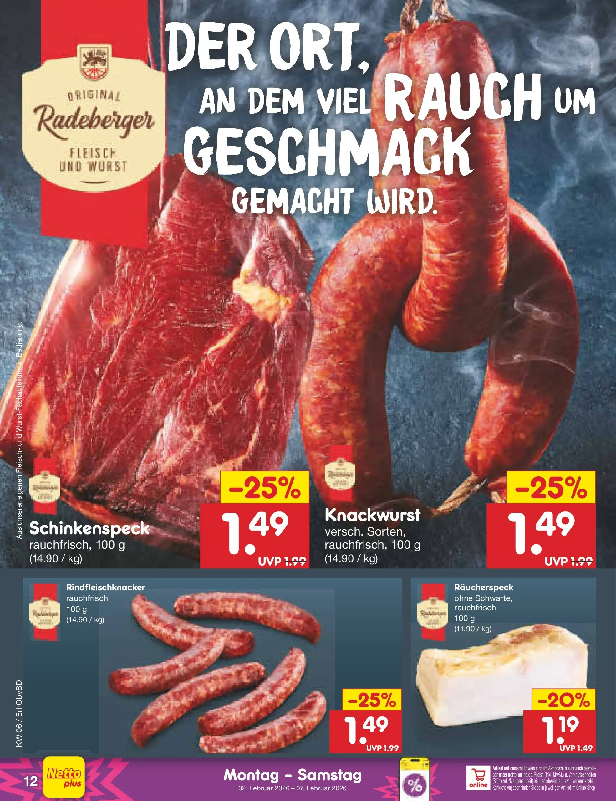 Netto Marken-Discount prospekt Velden	 (ab 02.02.2026) » Angebote | Seite: 12 | Produkte: Wurst, Fleisch