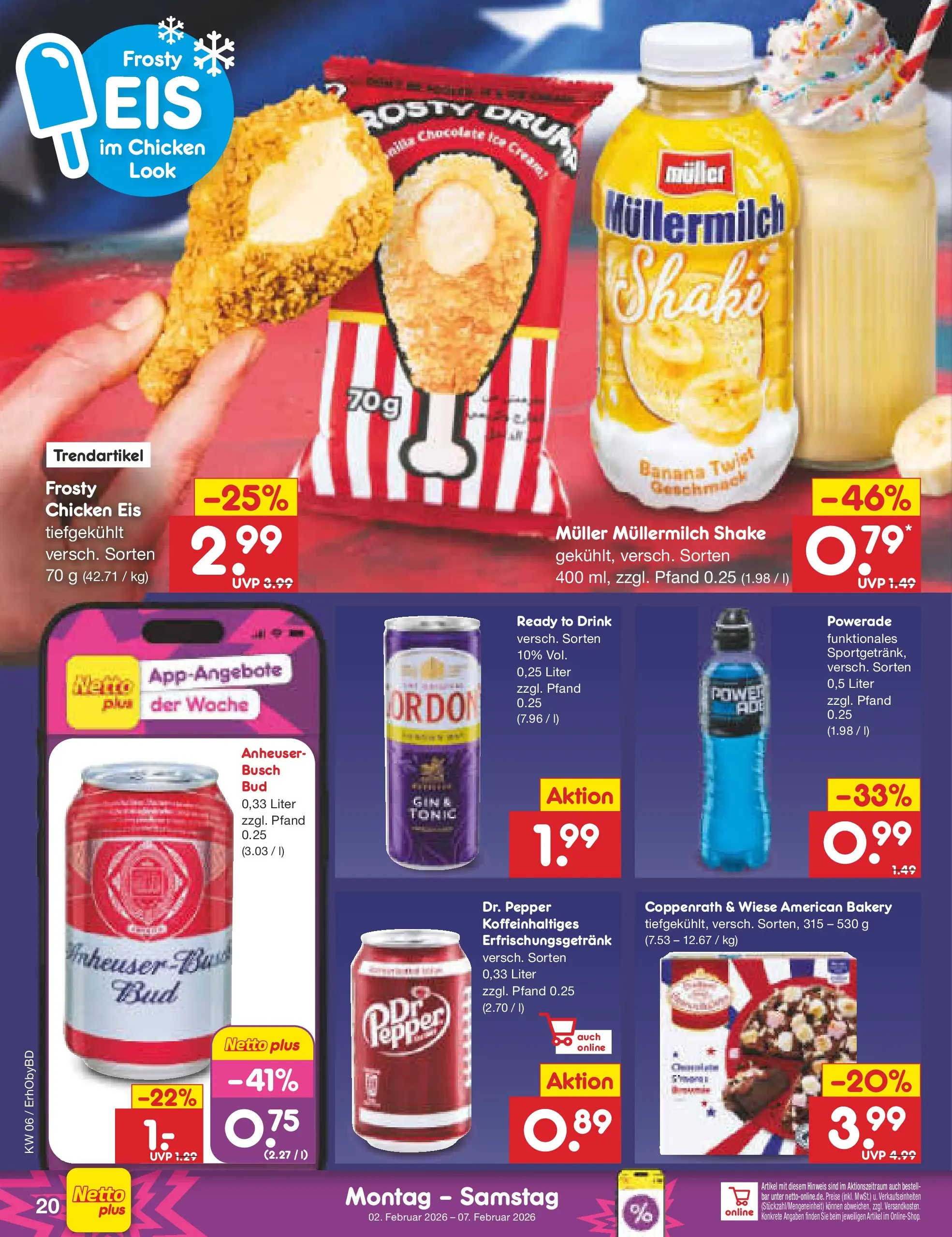 Netto Marken-Discount prospekt Velden	 (ab 02.02.2026) » Angebote | Seite: 24 | Produkte: Powerade, Müllermilch, Gin, Muller mullermilch