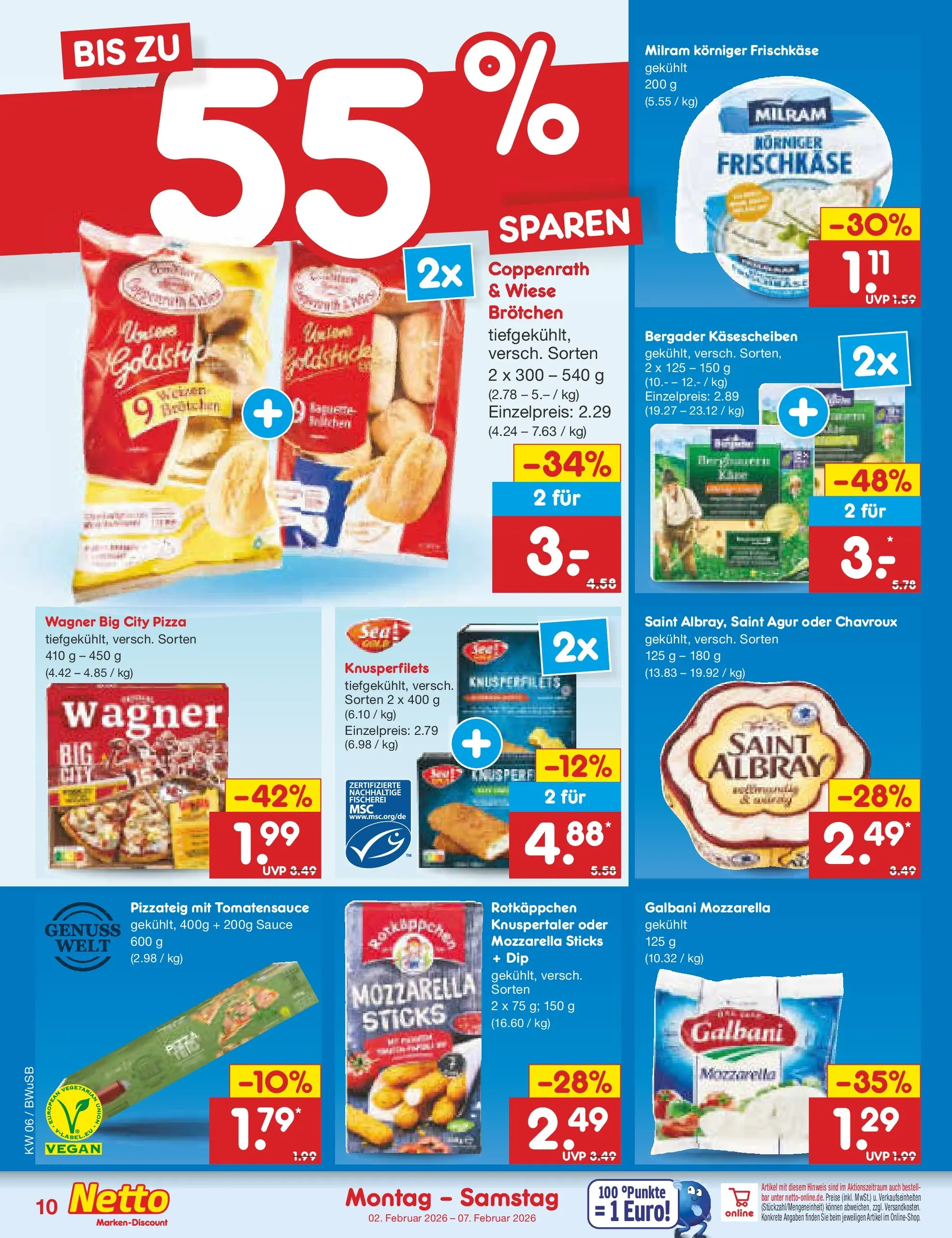 Netto Marken-Discount prospekt Stemwede-Dielingen	 (ab 01.02.2026) » Angebote | Seite: 10 | Produkte: Milram, Rotkäppchen, Pizza, Frischkase