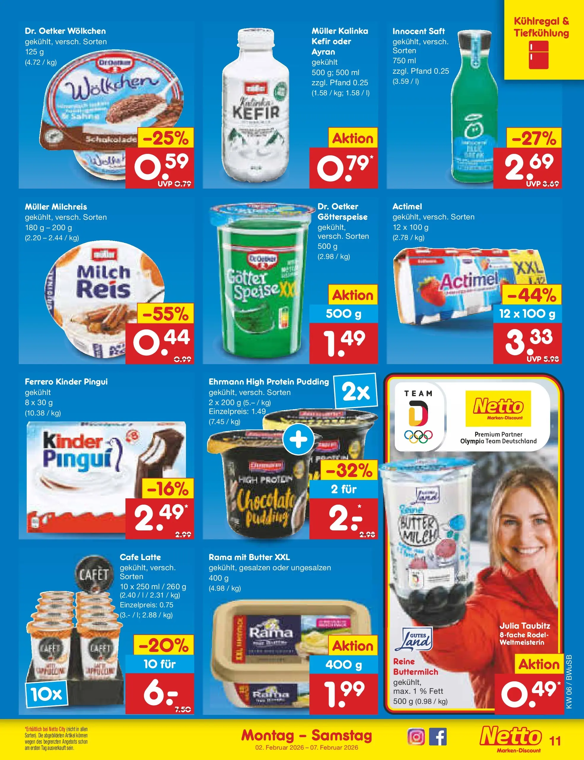Netto Marken-Discount prospekt Stemwede-Dielingen	 (ab 01.02.2026) » Angebote | Seite: 11 | Produkte: Actimel, Milch, Schokolade, Reis