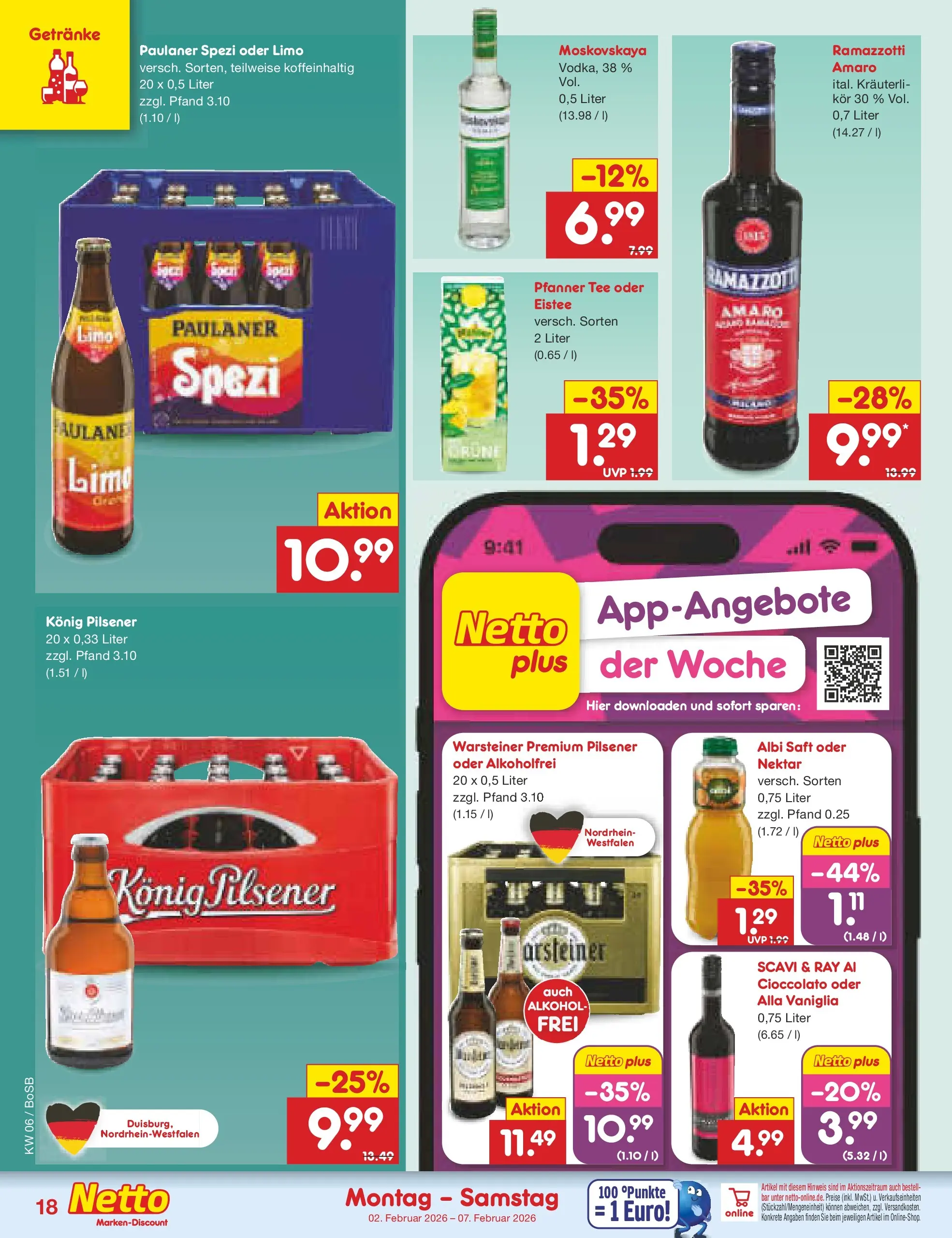 Netto Marken-Discount prospekt Stadtlohn	 (ab 02.02.2026) » Angebote | Seite: 20 | Produkte: Konig pilsener, Warsteiner, Ramazzotti, Paulaner