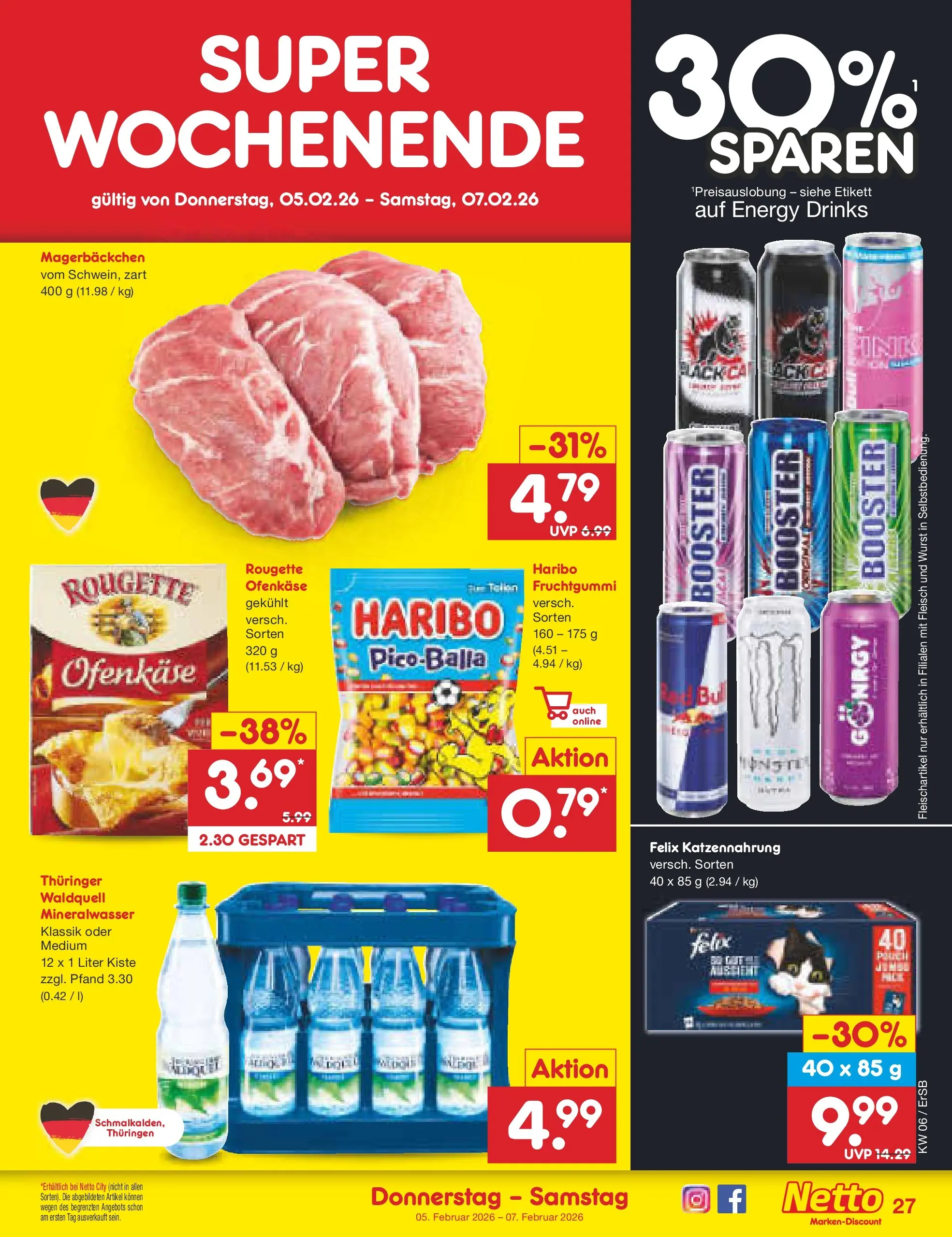 Netto Marken-Discount prospekt Naumburg	 (ab 02.02.2026) » Angebote | Seite: 43 | Produkte: Energy, Mineralwasser, Wurst, Fleisch