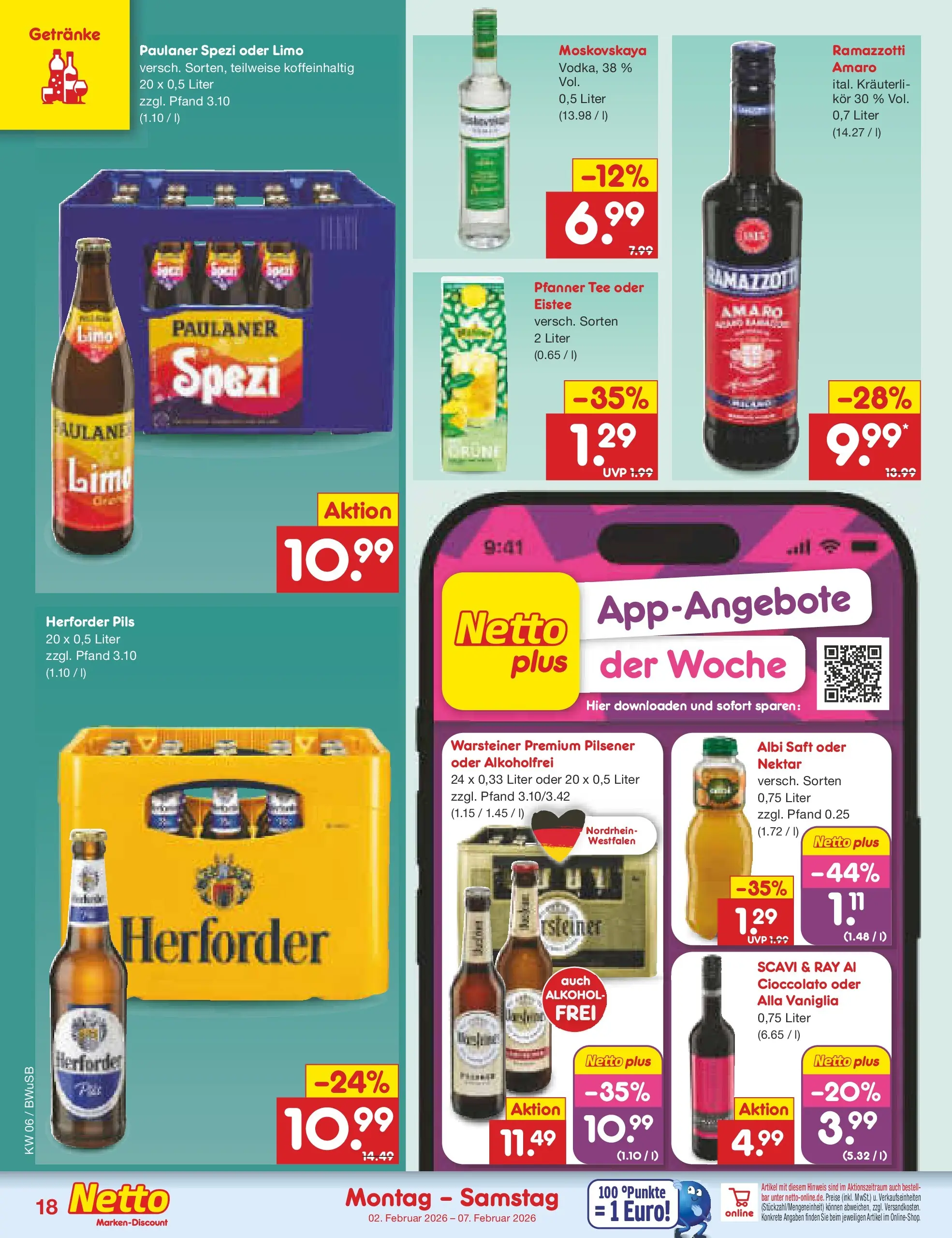 Netto Marken-Discount prospekt Stemwede-Dielingen	 (ab 01.02.2026) » Angebote | Seite: 20 | Produkte: Pils, Saft, Ramazzotti, Paulaner