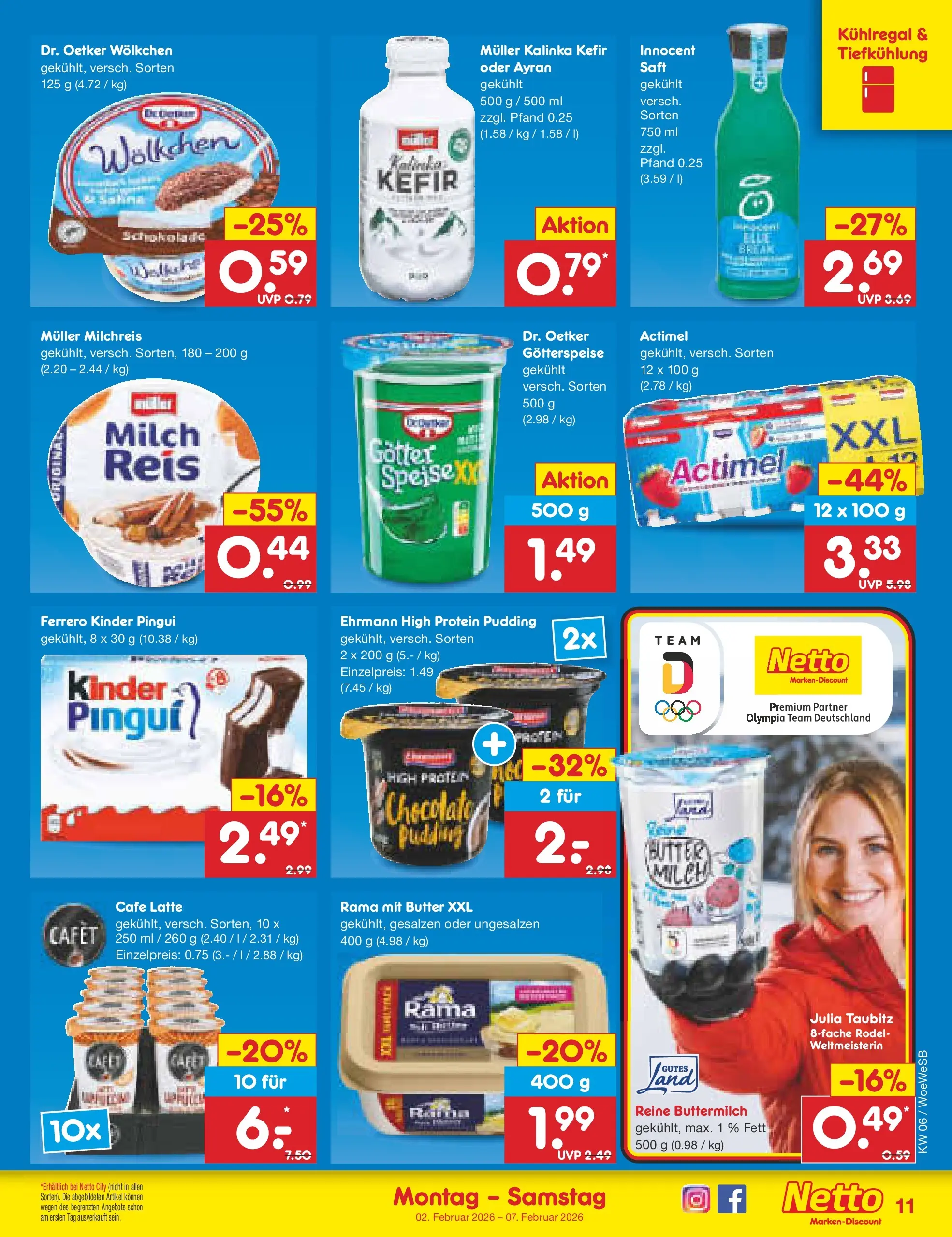 Netto Marken-Discount prospekt Katzweiler	 (ab 01.02.2026) » Angebote | Seite: 11 | Produkte: Kefir, Buttermilch, Milch, Butter