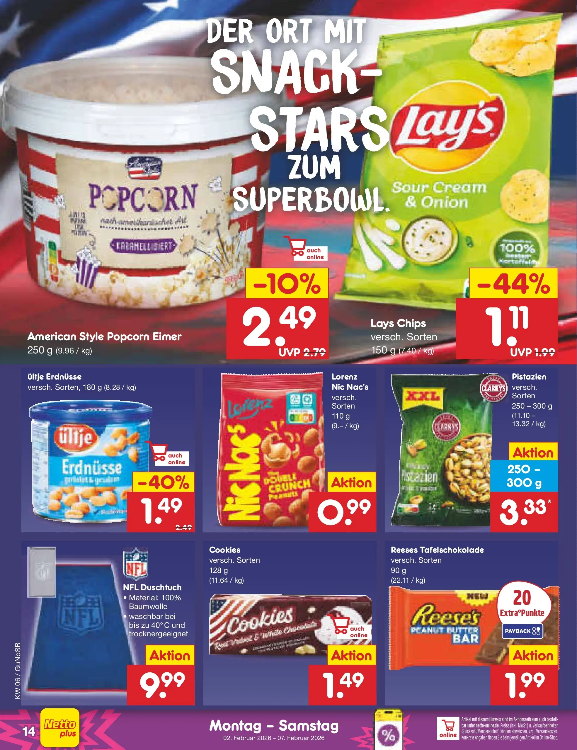 Netto Marken-Discount prospekt Machern	 (ab 02.02.2026) » Angebote | Seite: 14 | Produkte: Ultje erdnusse, Erdnüsse, Butter, Chips