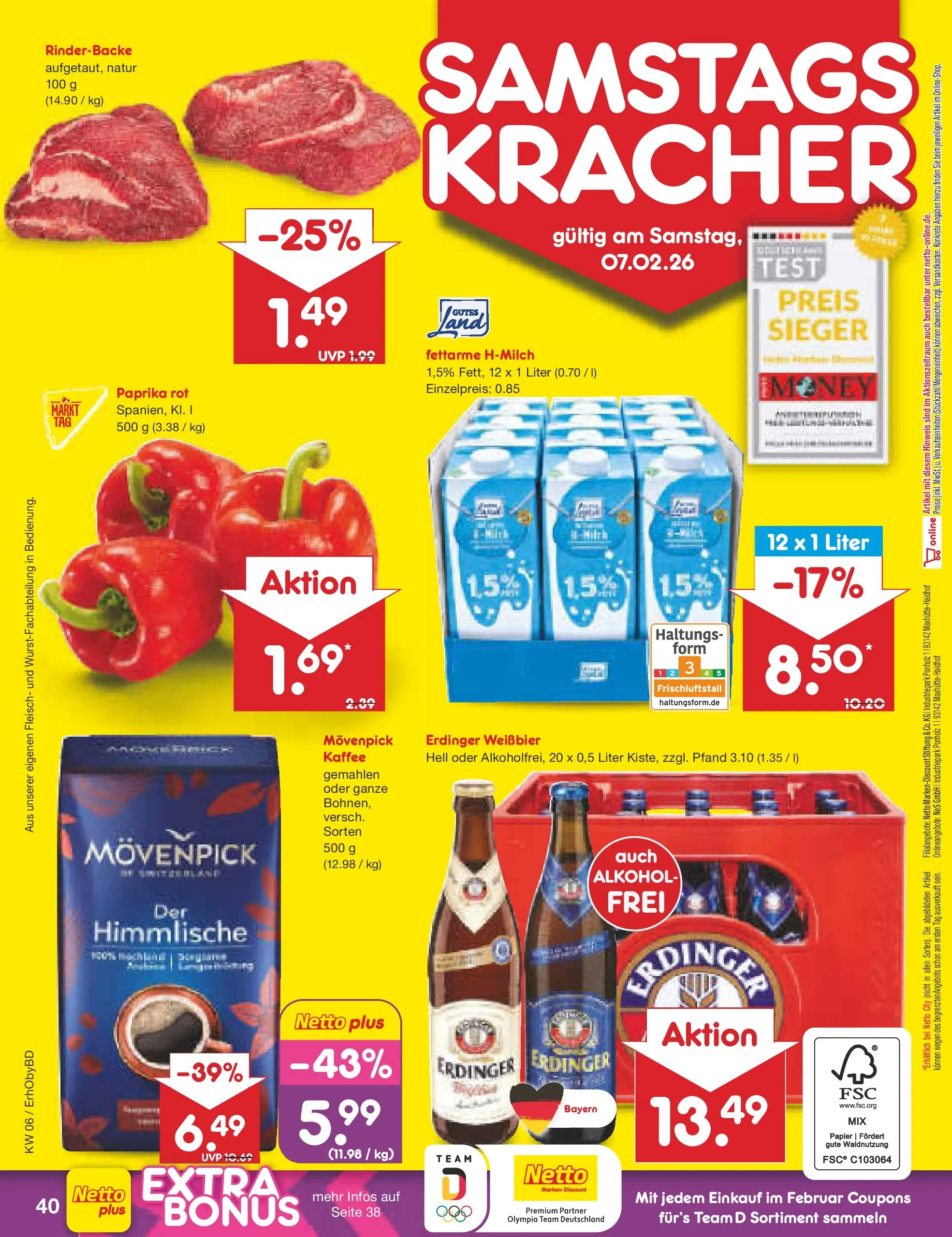 Netto Marken-Discount prospekt Velden	 (ab 02.02.2026) » Angebote | Seite: 44 | Produkte: Erdinger, Kaffee, Paprika, Fleisch