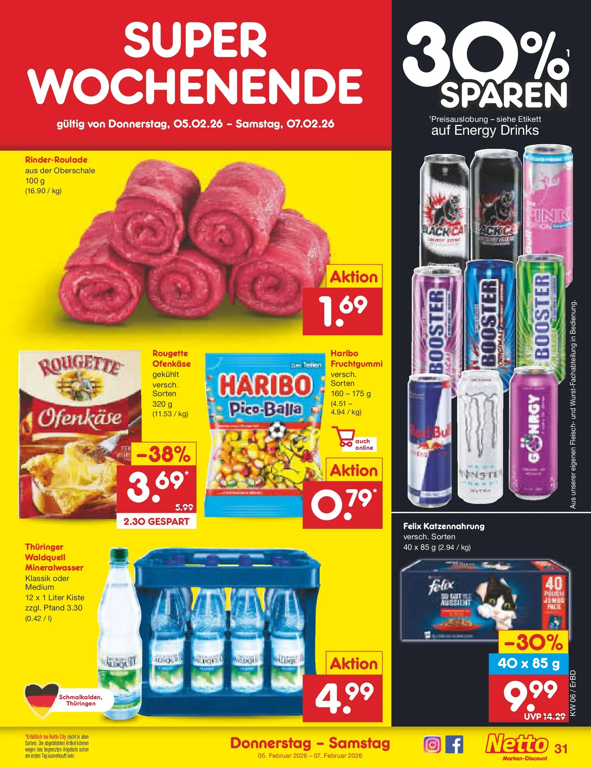 Netto Marken-Discount prospekt Jena-Lobeda	 (ab 02.02.2026) » Angebote | Seite: 43 | Produkte: Haribo, Energy, Mineralwasser, Fleisch