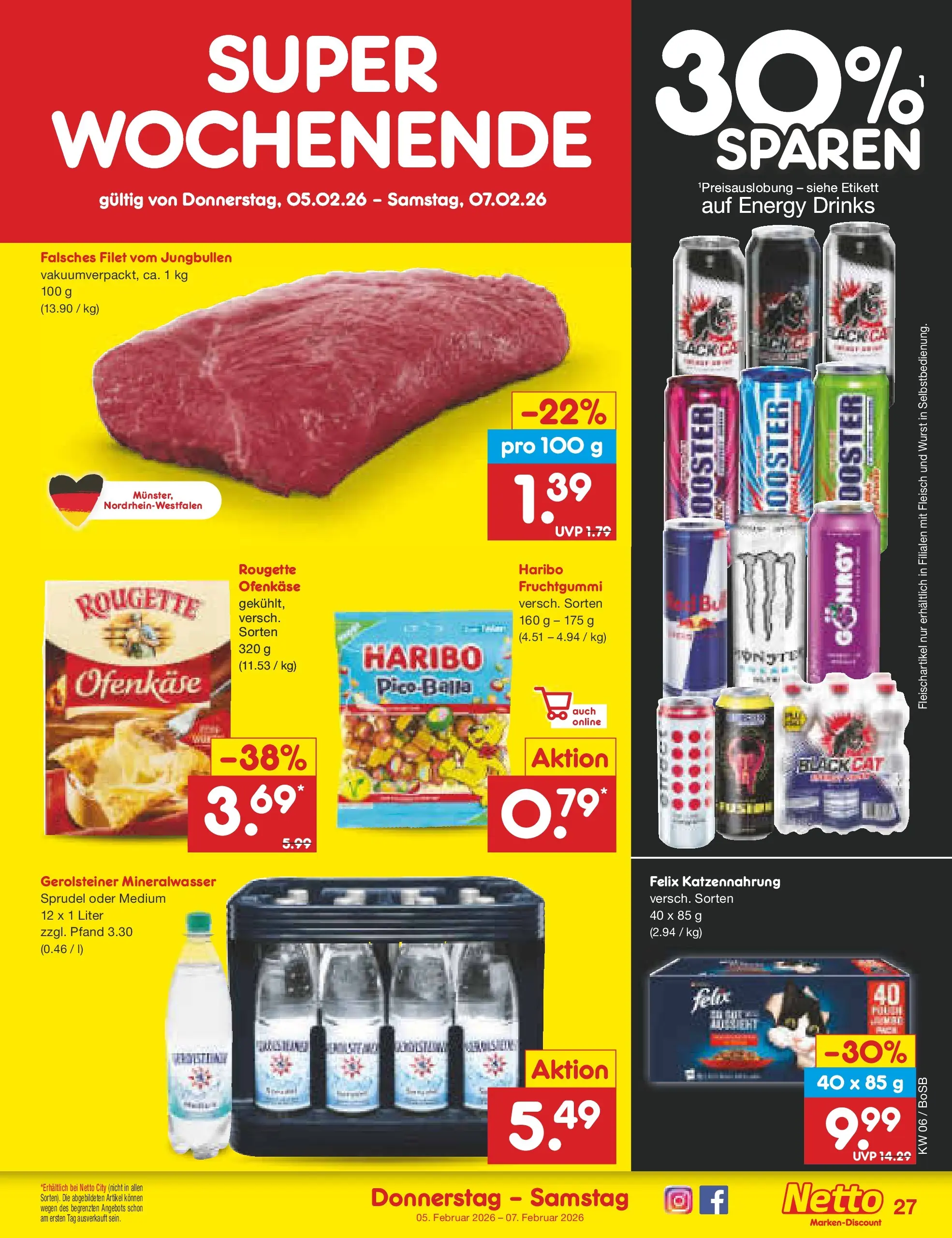 Netto Marken-Discount prospekt Stadtlohn	 (ab 02.02.2026) » Angebote | Seite: 39 | Produkte: Haribo, Energy, Mineralwasser, Wurst