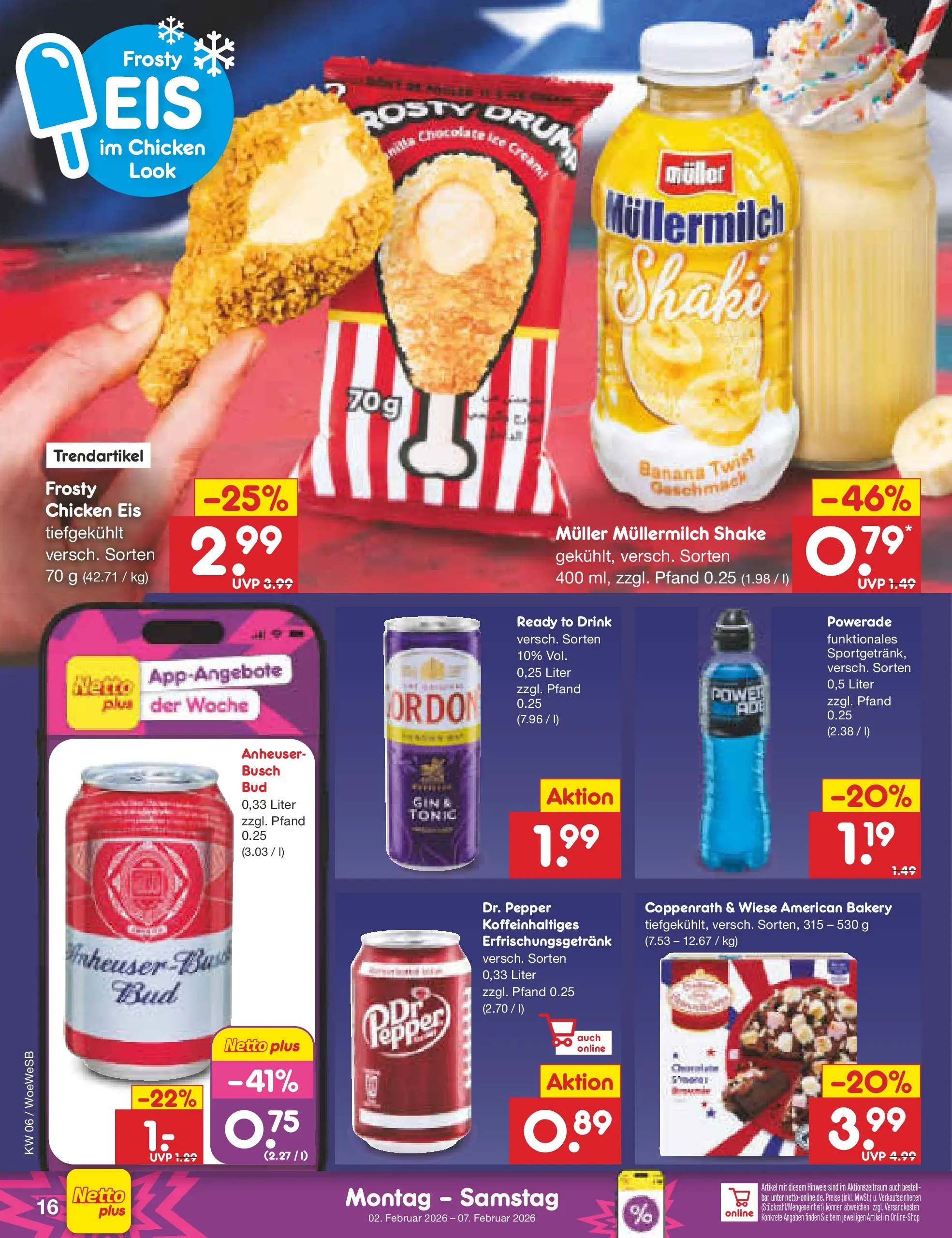 Netto Marken-Discount prospekt Katzweiler	 (ab 01.02.2026) » Angebote | Seite: 16 | Produkte: Müllermilch, Gin, Muller mullermilch, Eis