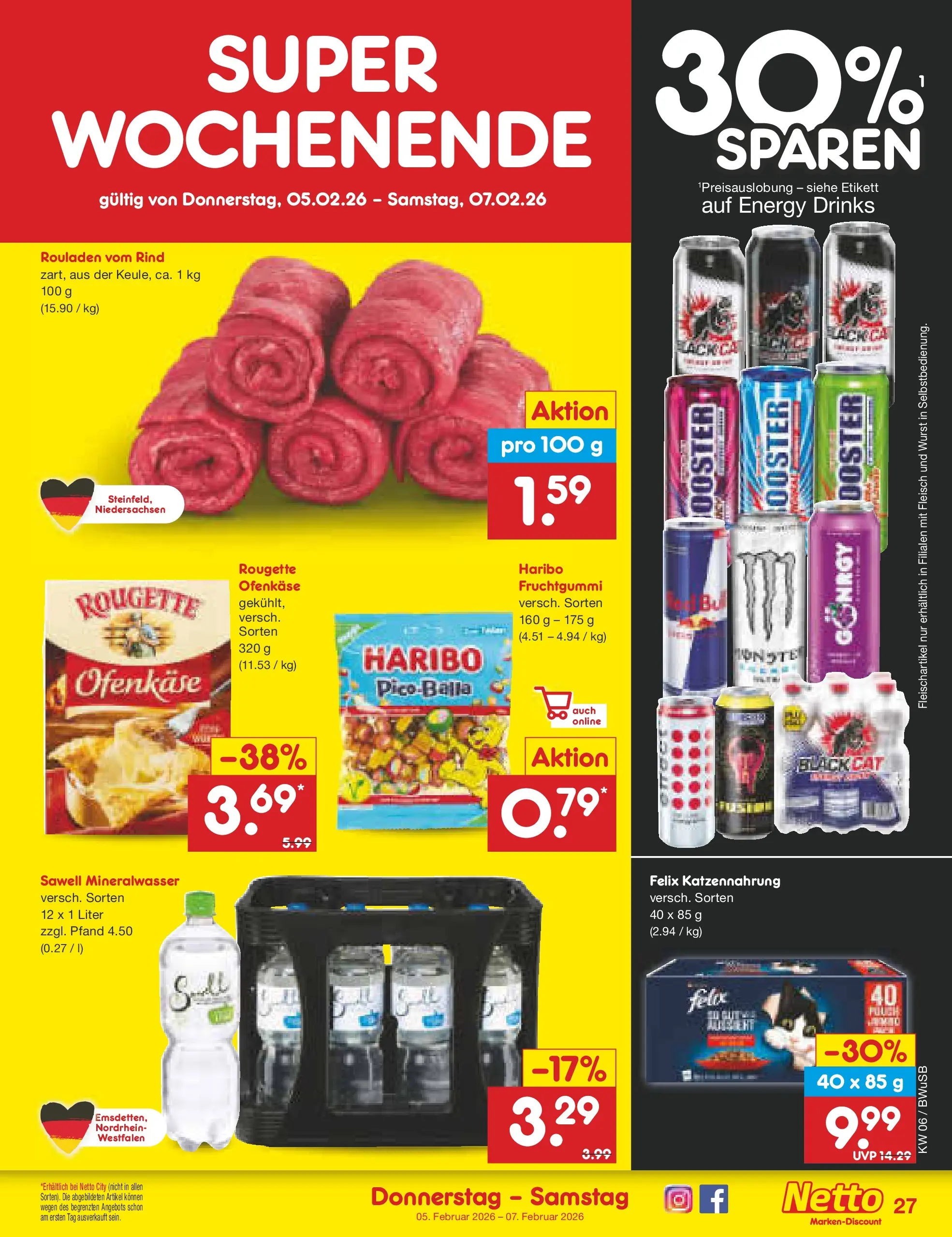 Netto Marken-Discount prospekt Stemwede-Dielingen	 (ab 01.02.2026) » Angebote | Seite: 39 | Produkte: Haribo, Energy, Rougette ofenkase, Mineralwasser