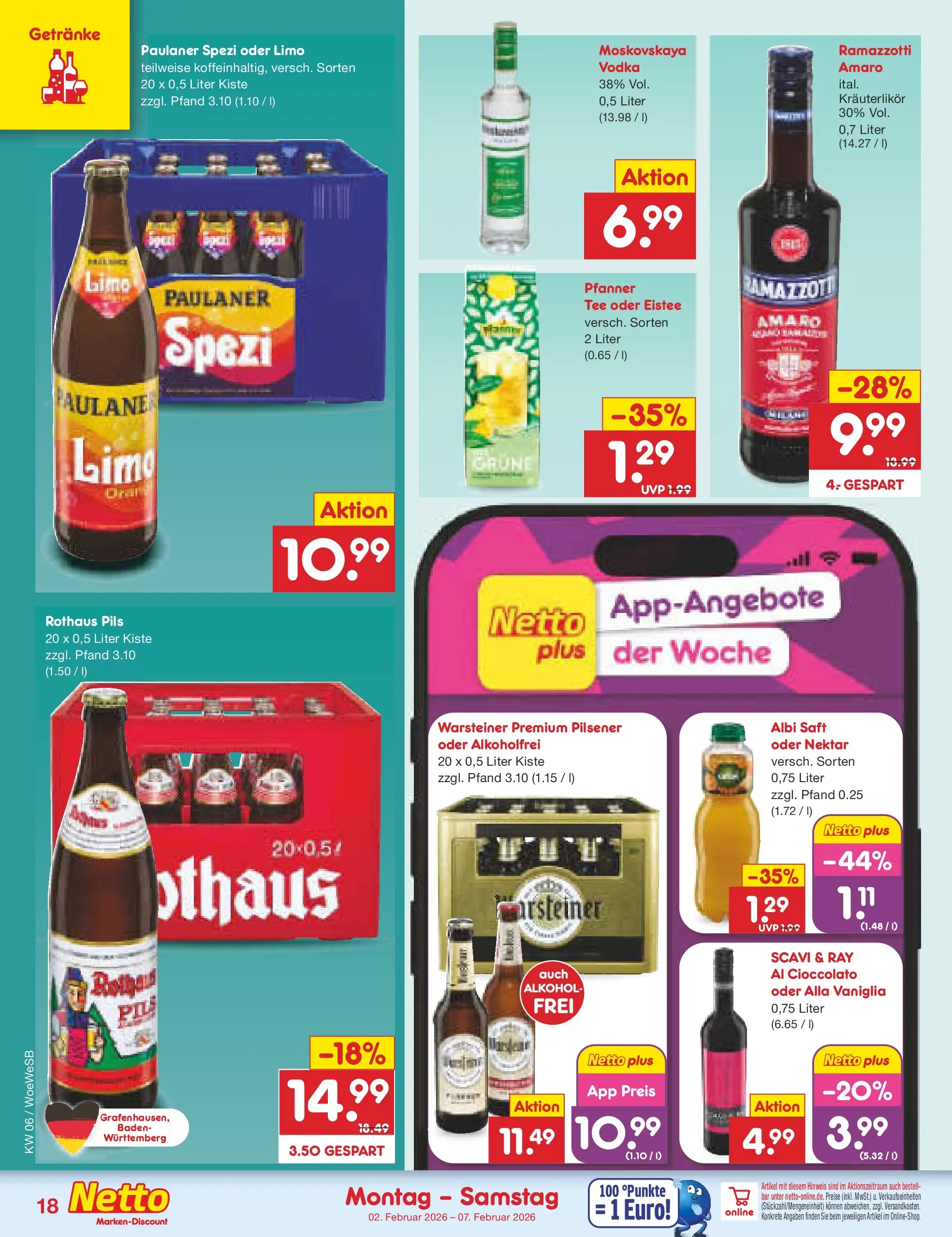 Netto Marken-Discount prospekt Katzweiler	 (ab 01.02.2026) » Angebote | Seite: 20 | Produkte: Paulaner spezi, Pils, Warsteiner, Paulaner