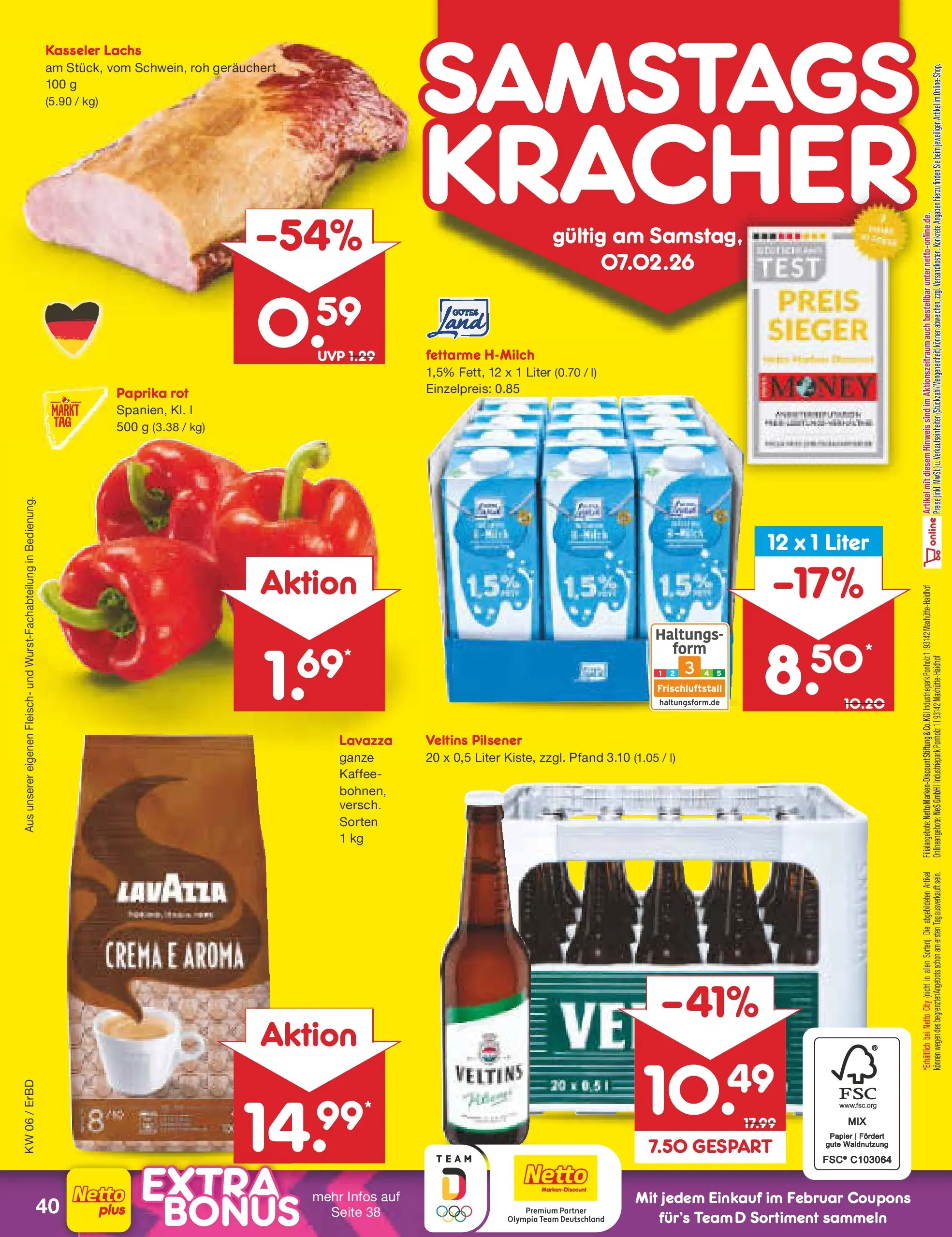 Netto Marken-Discount prospekt Jena-Lobeda	 (ab 02.02.2026) » Angebote | Seite: 52 | Produkte: Lavazza, Kaffee, Paprika rot, Lachs