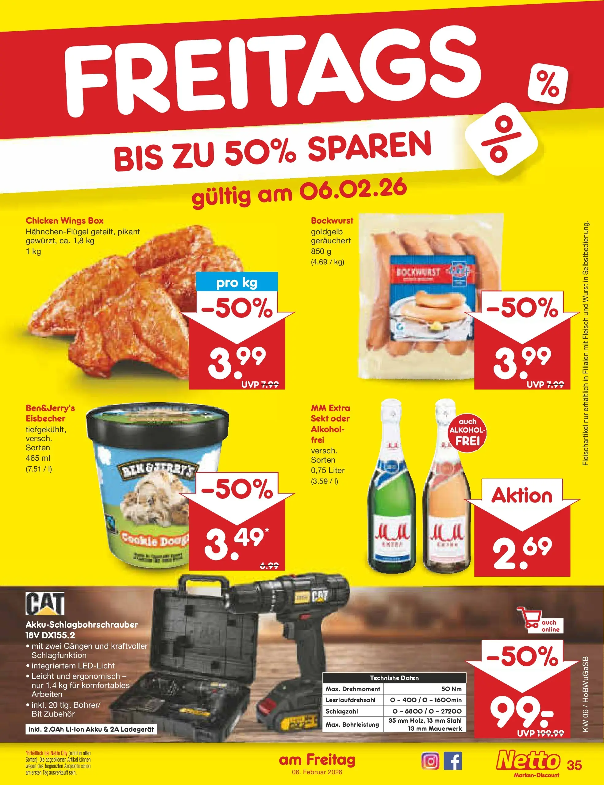 Netto Marken-Discount prospekt Stemwede-Dielingen	 (ab 01.02.2026) » Angebote | Seite: 47 | Produkte: Bockwurst, Box, Fleisch, Ladegerät