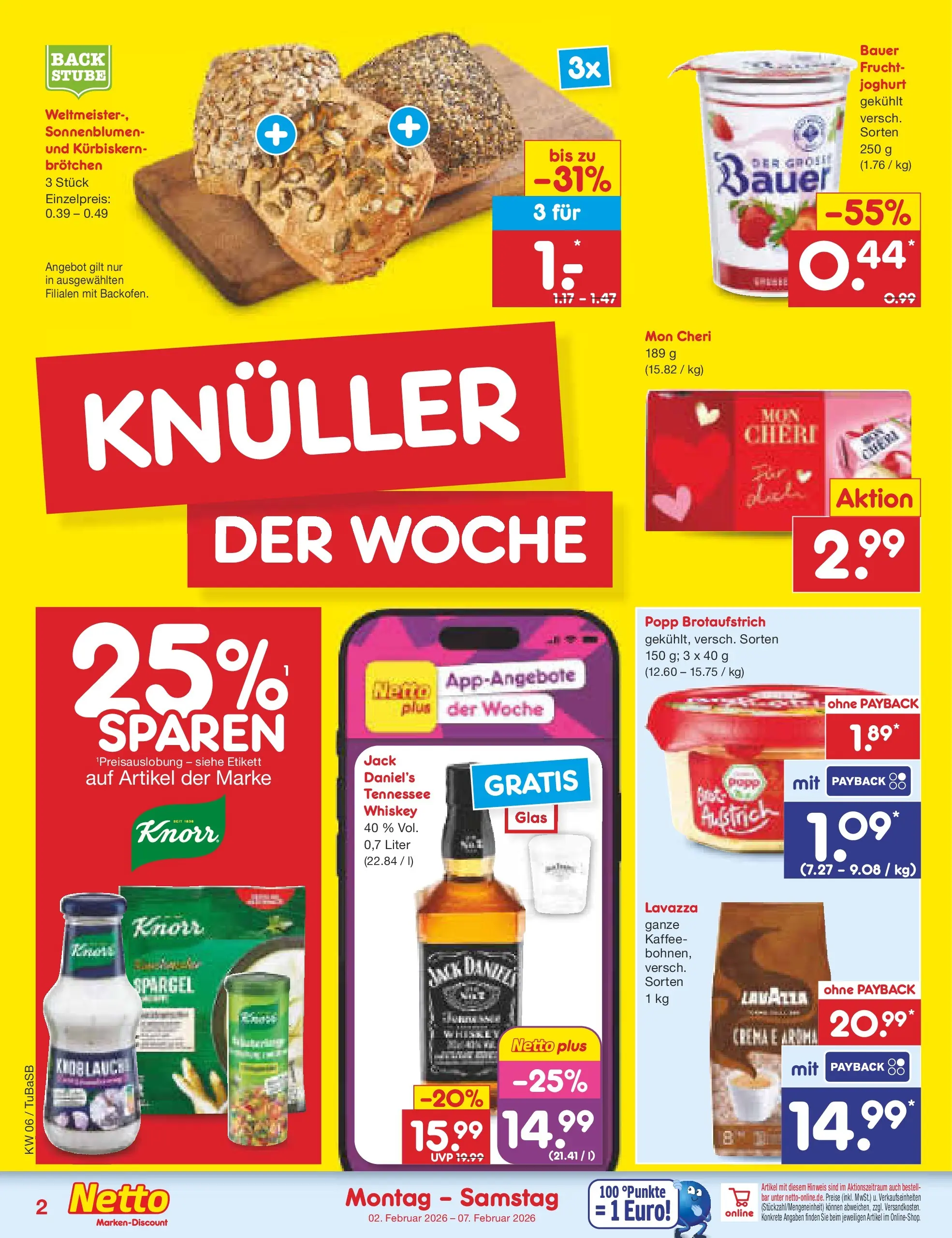 Netto Marken-Discount prospekt Lahr-Langenwinkel	 (ab 01.02.2026) » Angebote | Seite: 2 | Produkte: Knorr, Knoblauch, Whiskey, Mon cheri