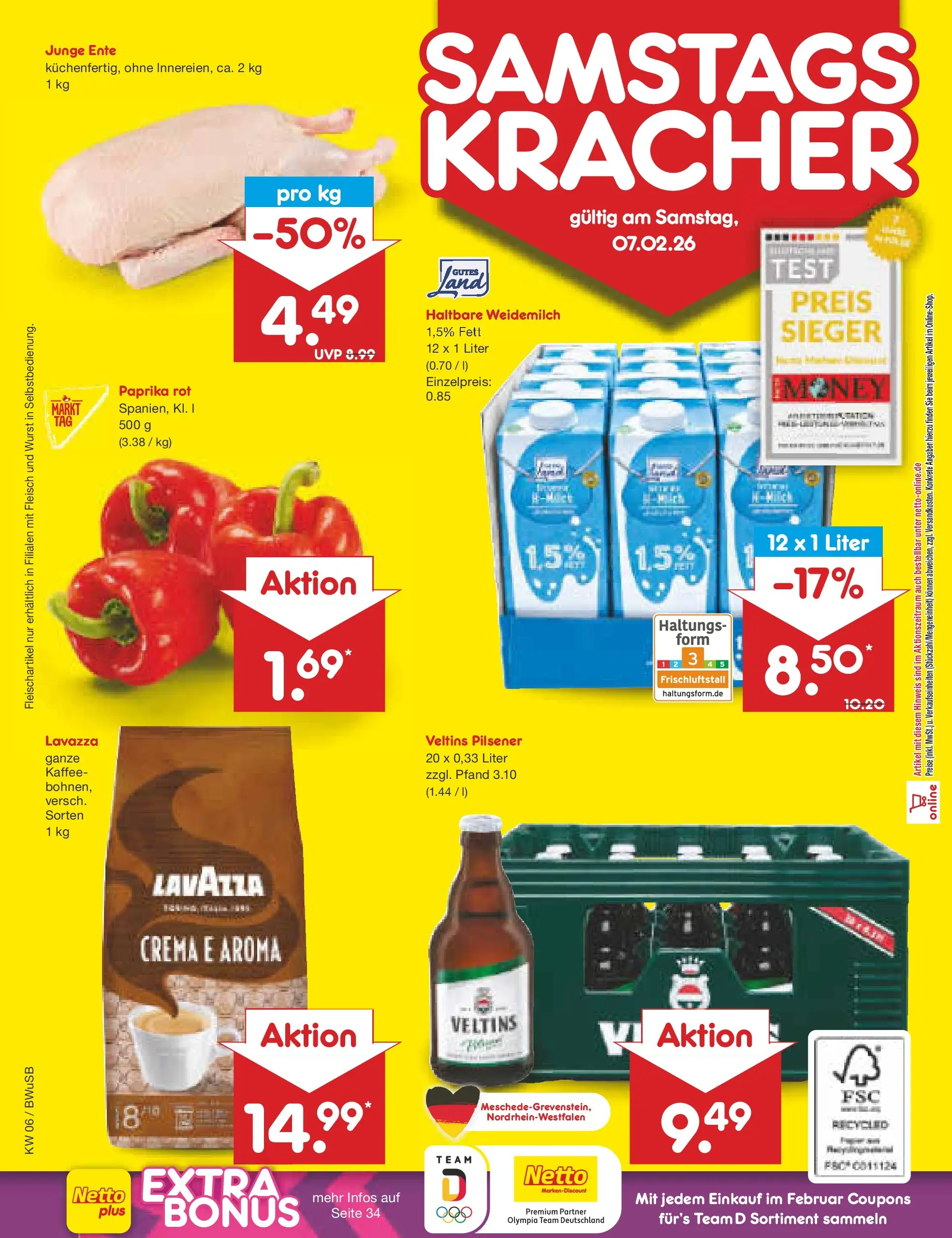 Netto Marken-Discount prospekt Stemwede-Dielingen	 (ab 01.02.2026) » Angebote | Seite: 48 | Produkte: Lavazza, Paprika rot, Fleisch, Ente