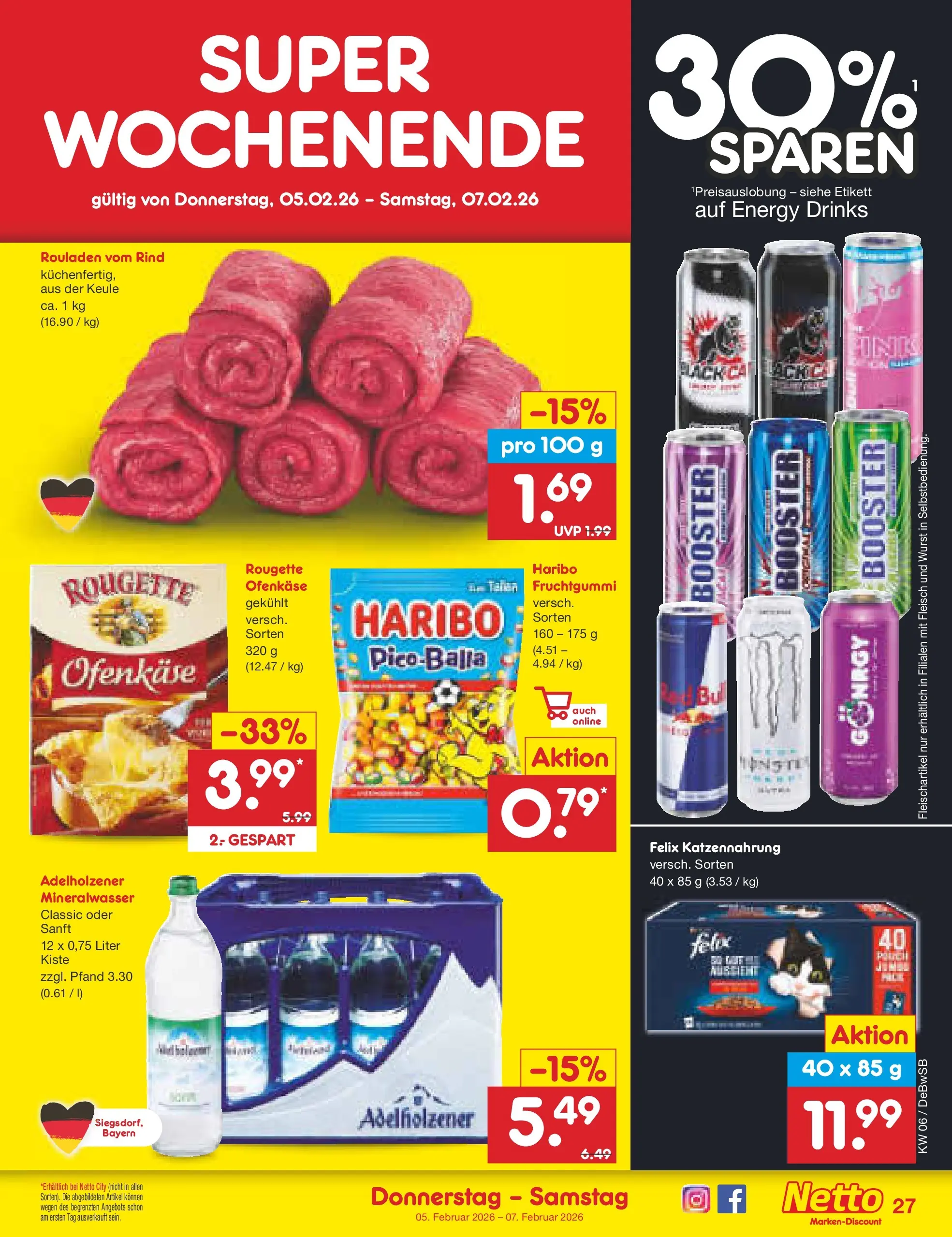 Netto Marken-Discount prospekt Waiblingen-Bittenfeld	 (ab 02.02.2026) » Angebote | Seite: 35 | Produkte: Adelholzener, Mineralwasser, Wurst, Fleisch