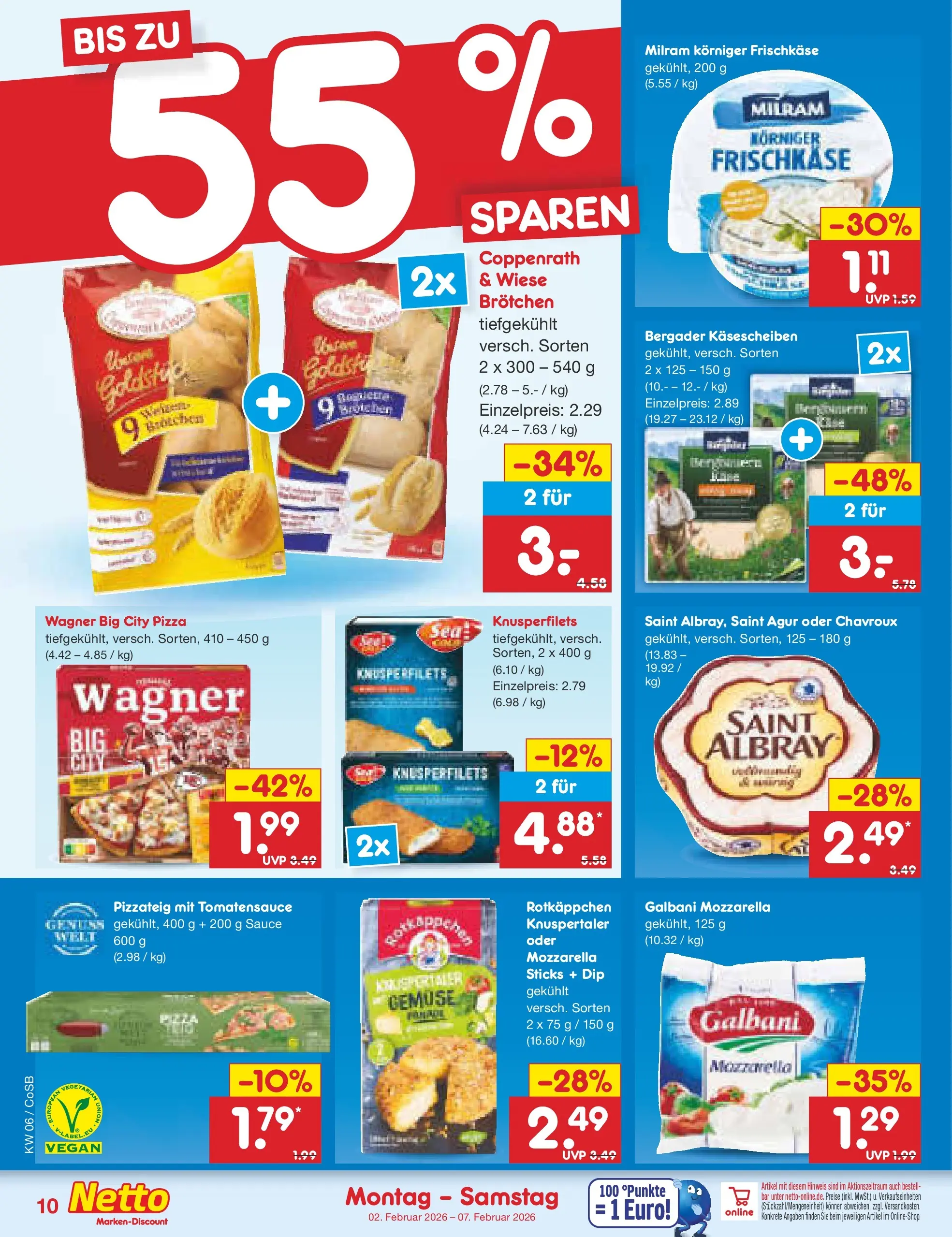 Netto Marken-Discount prospekt Bitterfeld-Wolfen	 (ab 01.02.2026) » Angebote | Seite: 10 | Produkte: Mozzarella, Gemüse, Milram, Frischkase