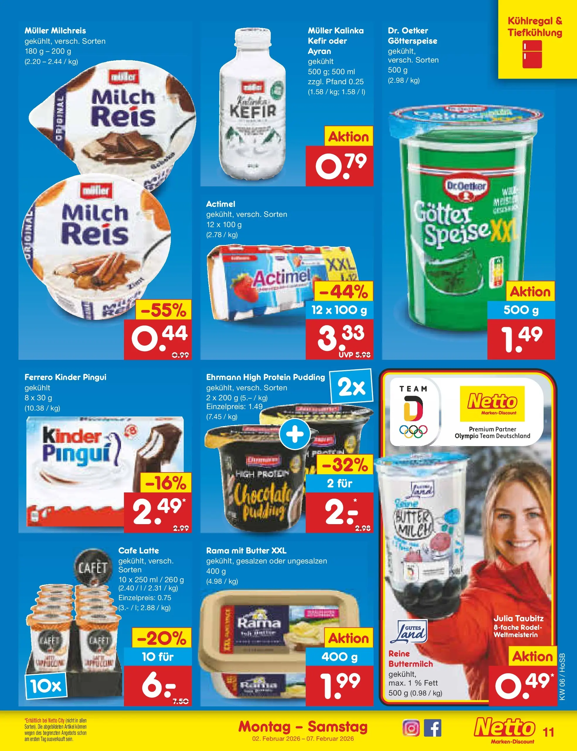 Netto Marken-Discount prospekt Hannover	 (ab 01.02.2026) » Angebote | Seite: 11 | Produkte: Kefir, Rama, High protein pudding, Butter