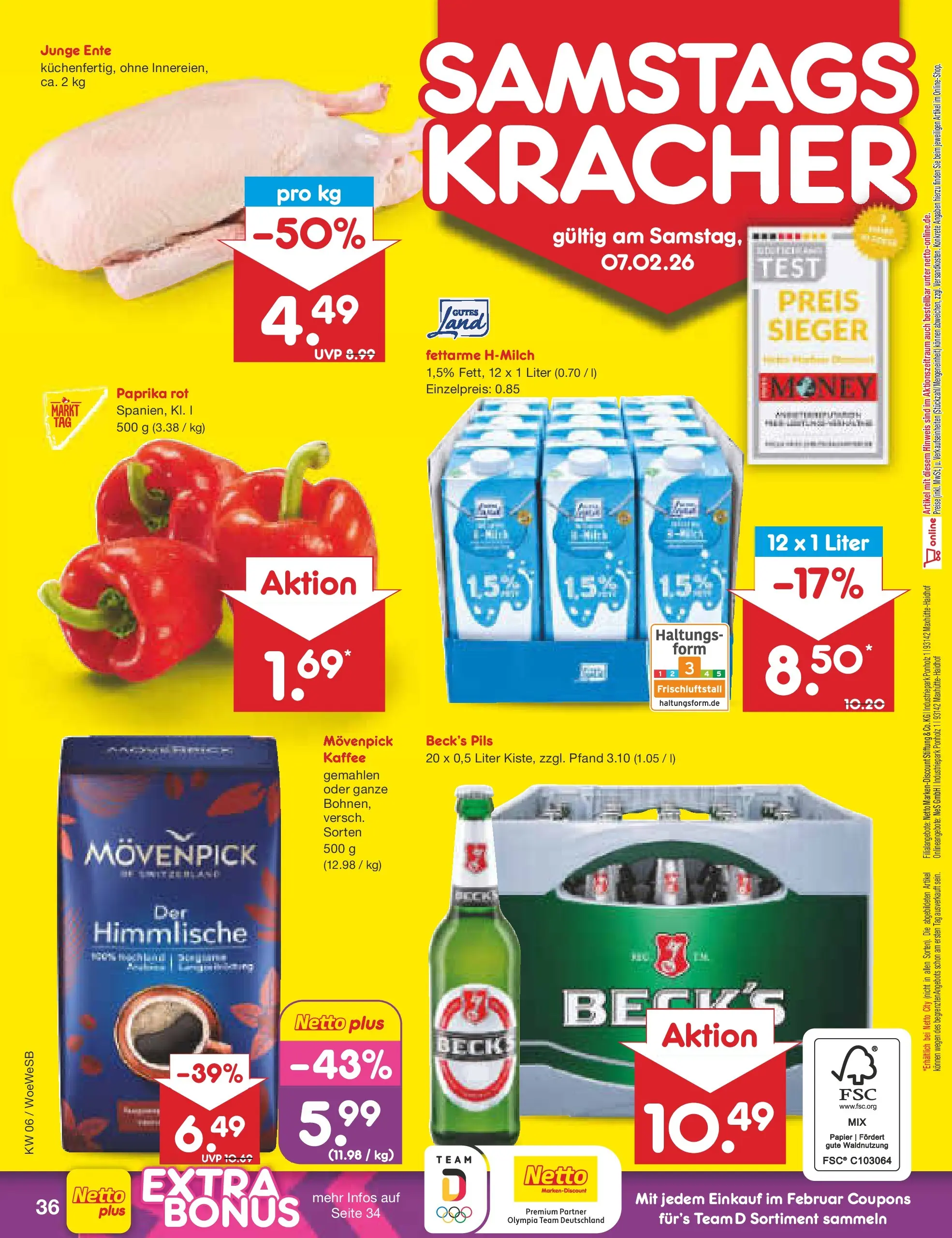 Netto Marken-Discount prospekt Katzweiler	 (ab 01.02.2026) » Angebote | Seite: 44 | Produkte: Kaffee, Pils, Paprika, Ente